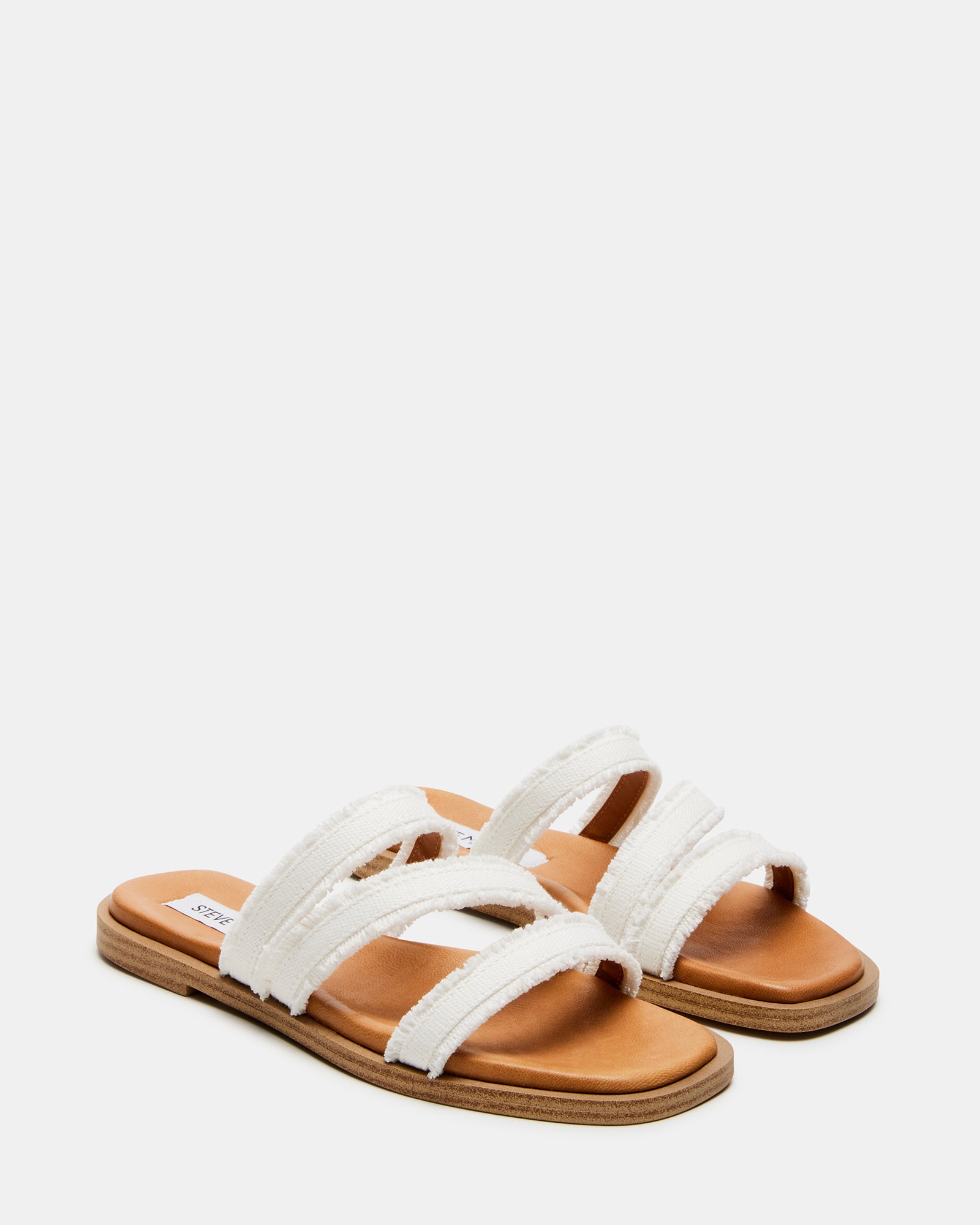 Side profile of the sandals highlighting the low heel