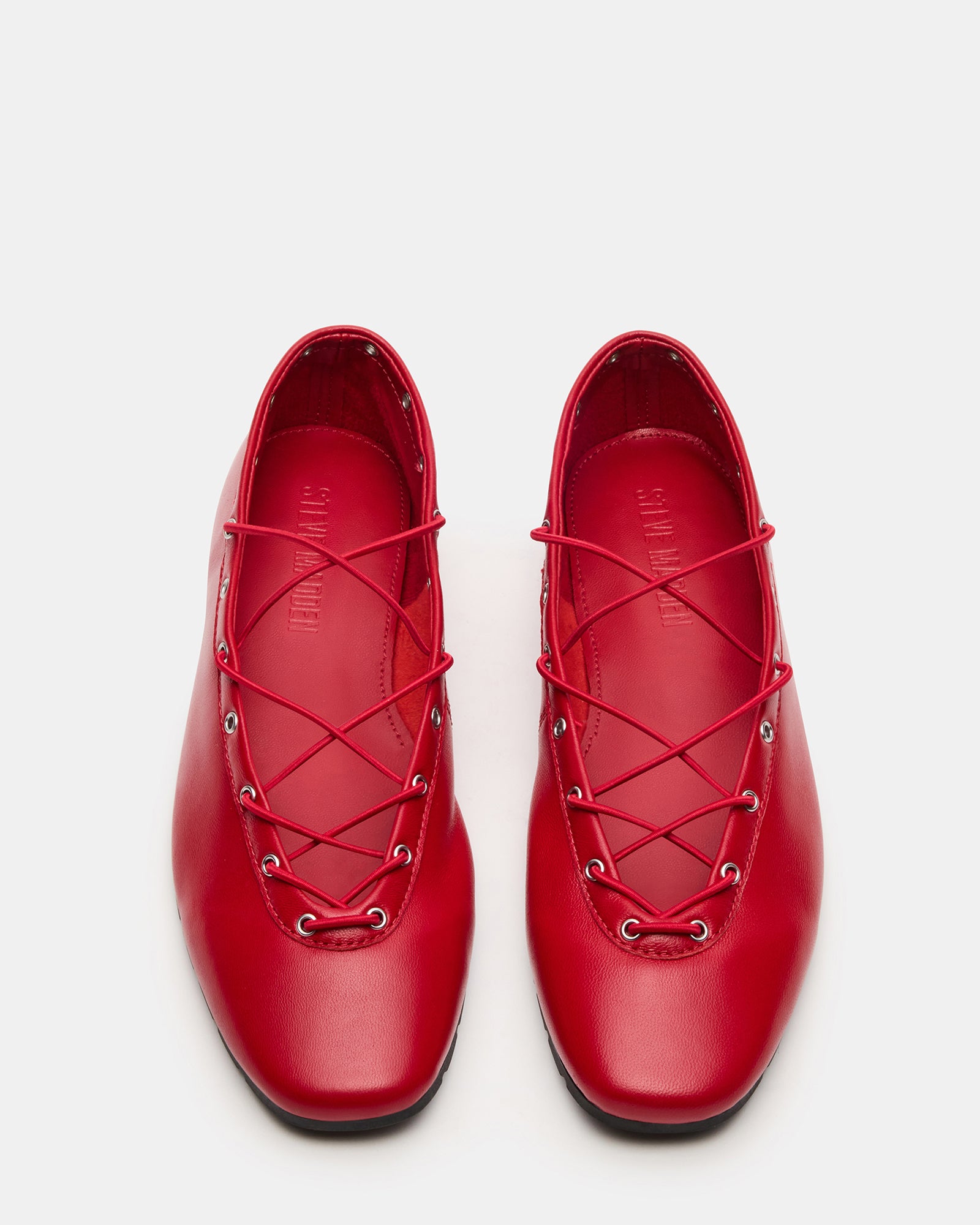 Side view of the POINTE ballet flats highlighting the square toe and heel height