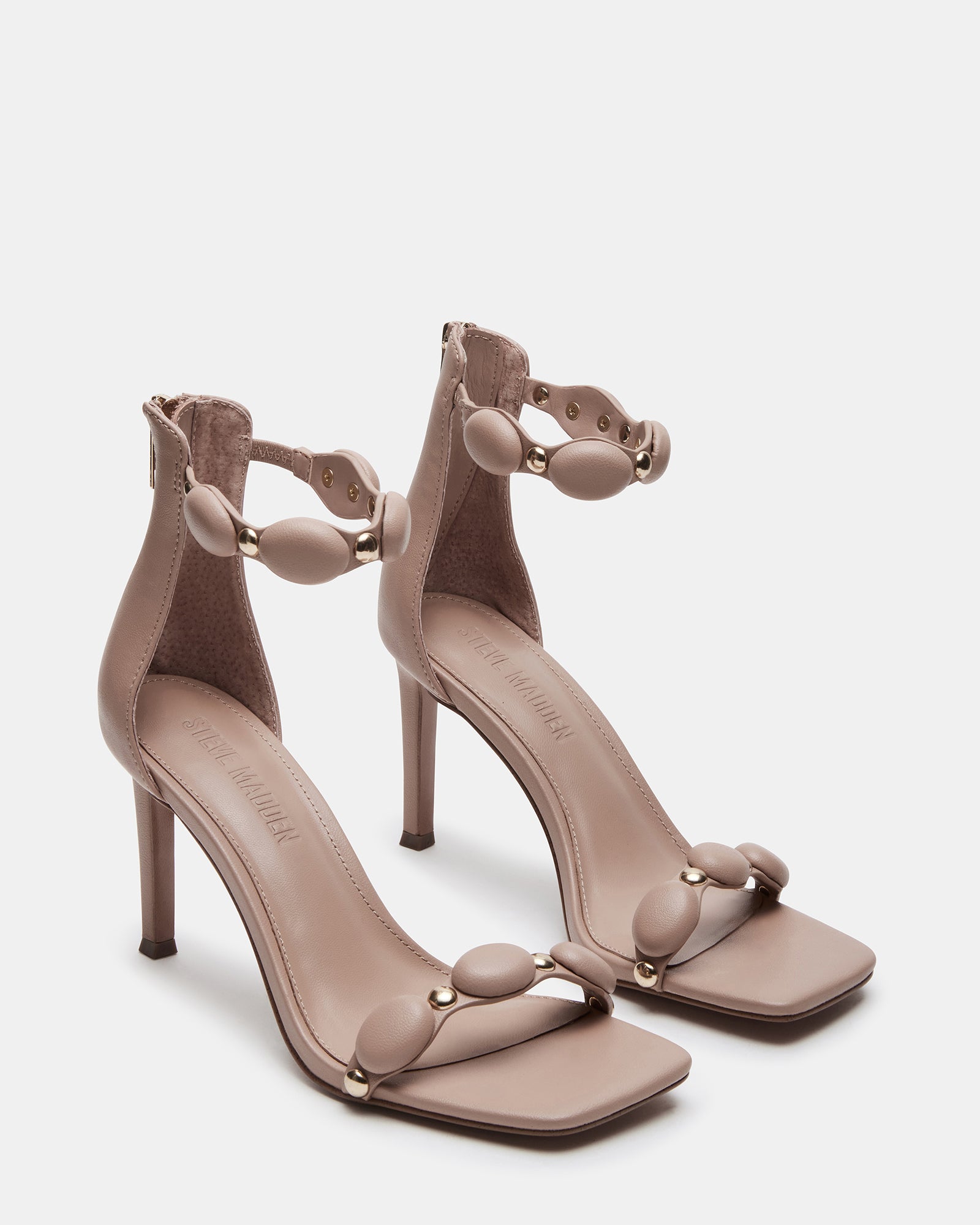 Front view showcasing the stylish design of square toe kitten heels