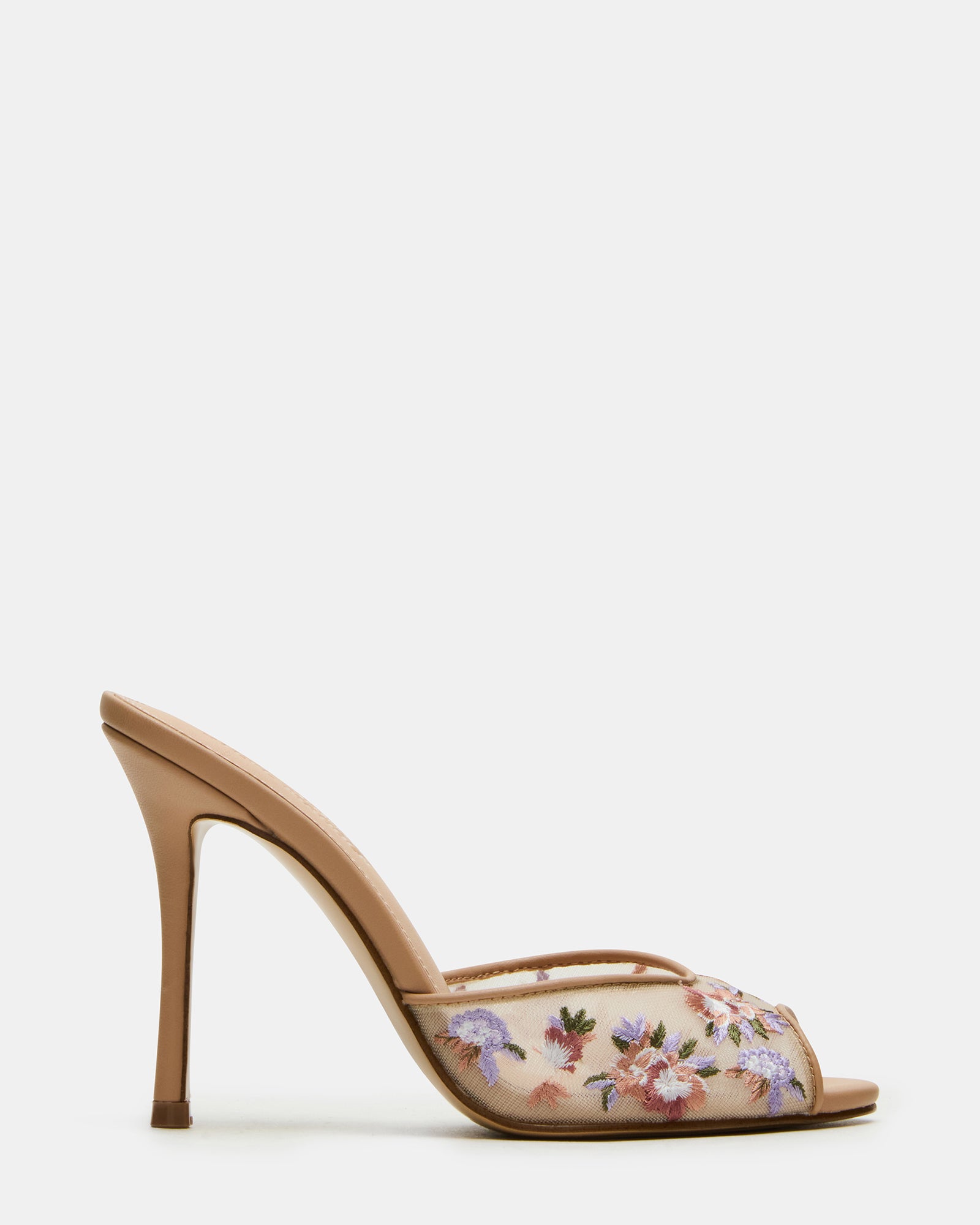 Elegant gold high heel sandals with floral accents