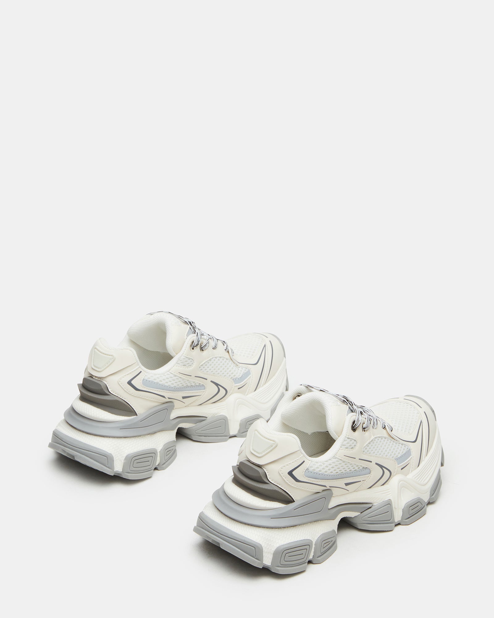 Top-down shot of lace-up chunky sneakers for women