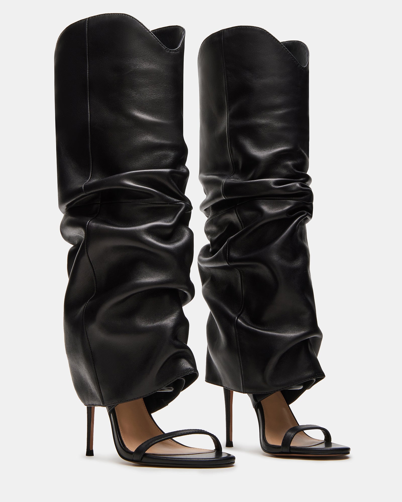 Close-up of the open toe feature on the Ravine Luxe boot, highlighting vegan leather material.