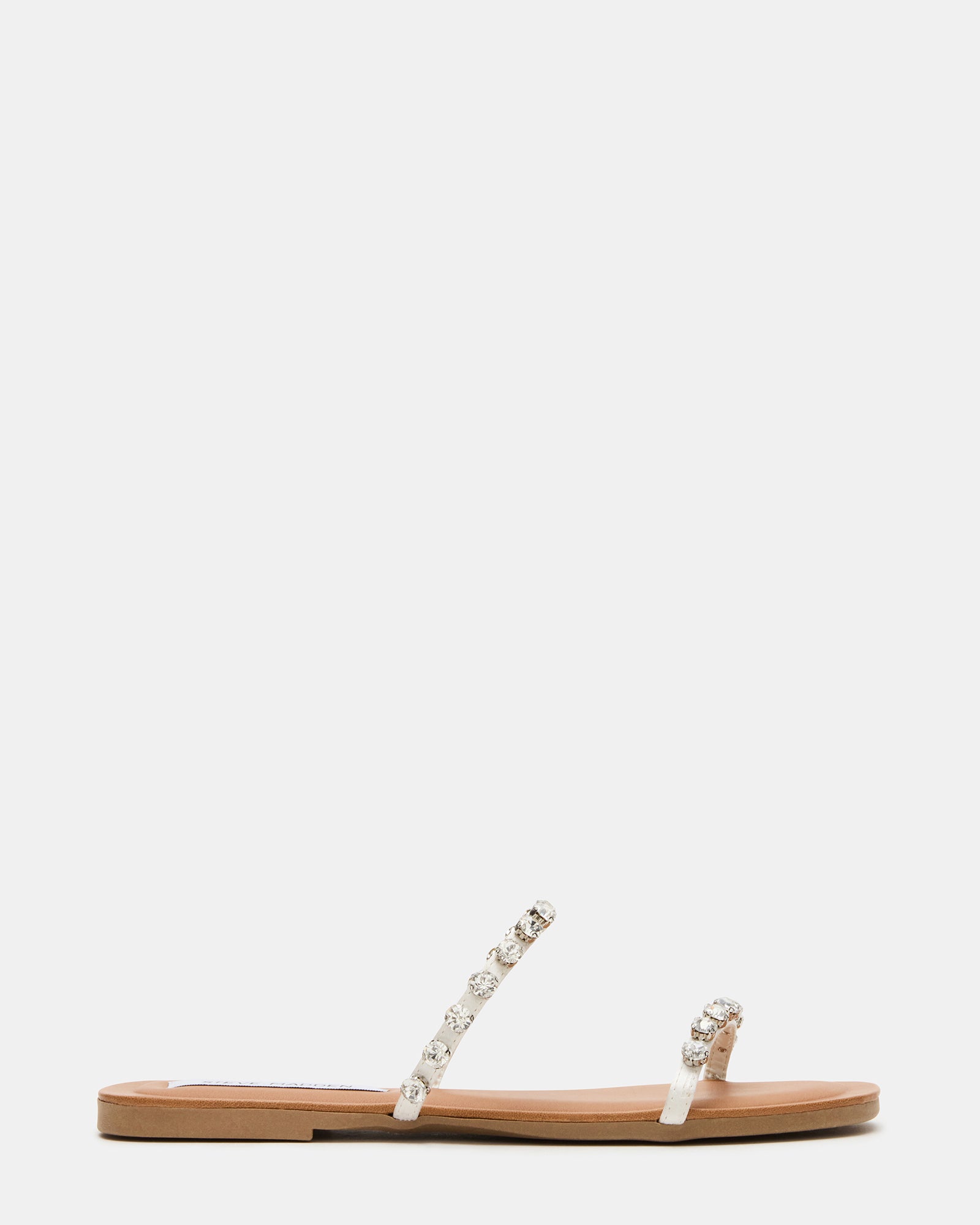 Close-up of the rhinestone details on Glamour Retreat sandals.