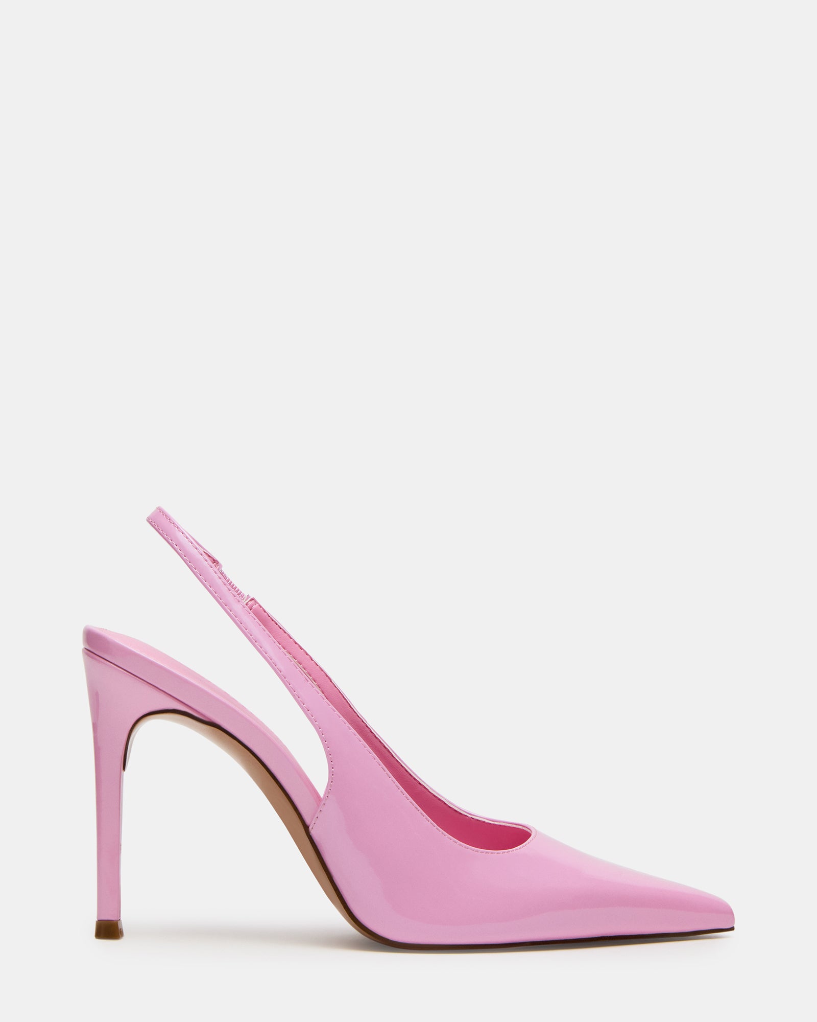 Elegant light pink pointed toe heels with stiletto design.