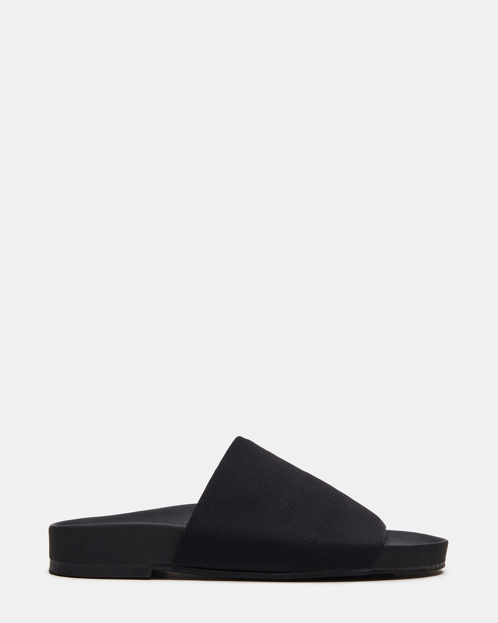 SANSA Black Flatform Sandals side view showcasing sleek design