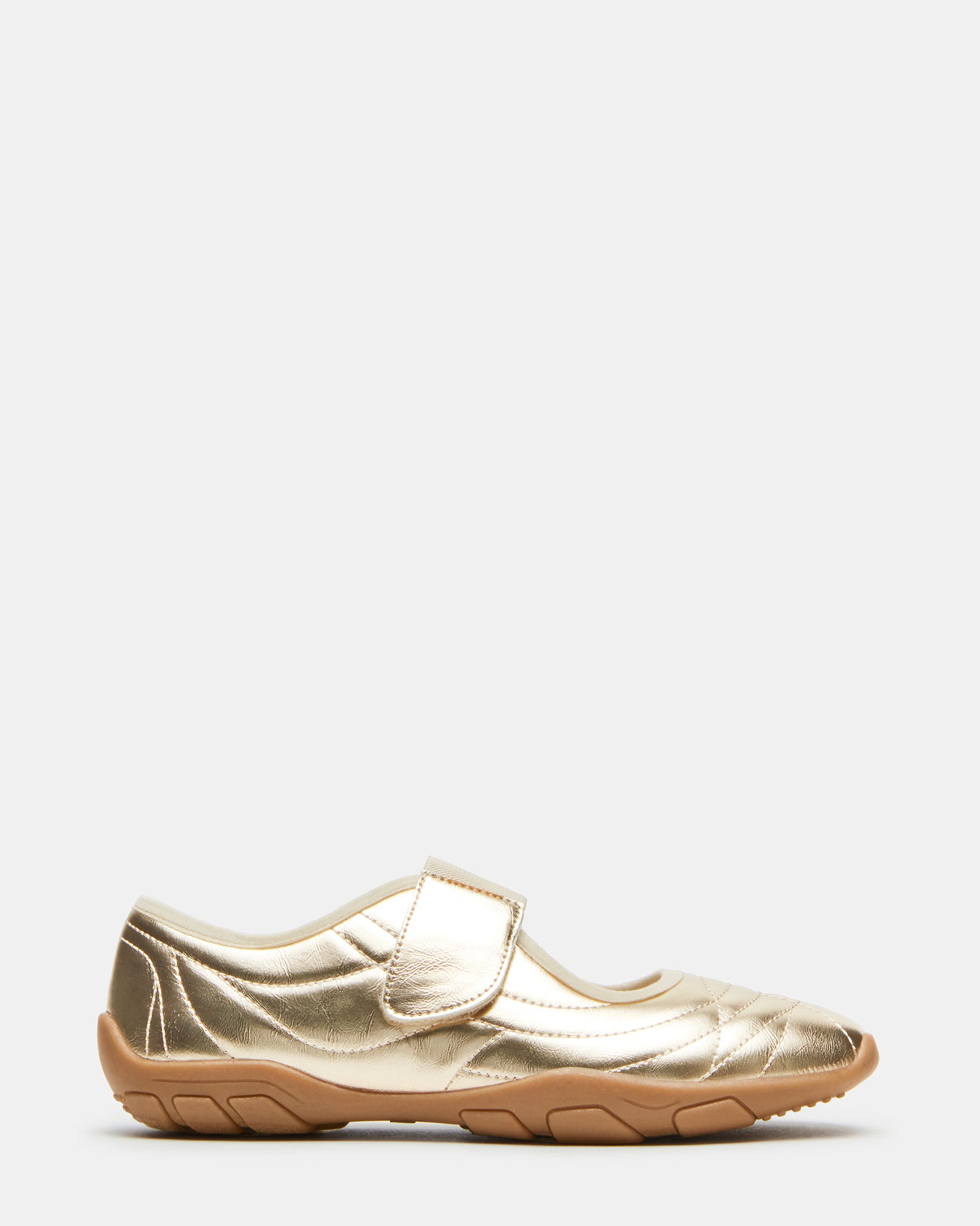 Side view of SCOOTER Luxe vegan Mary Jane sneakers with Velcro strap