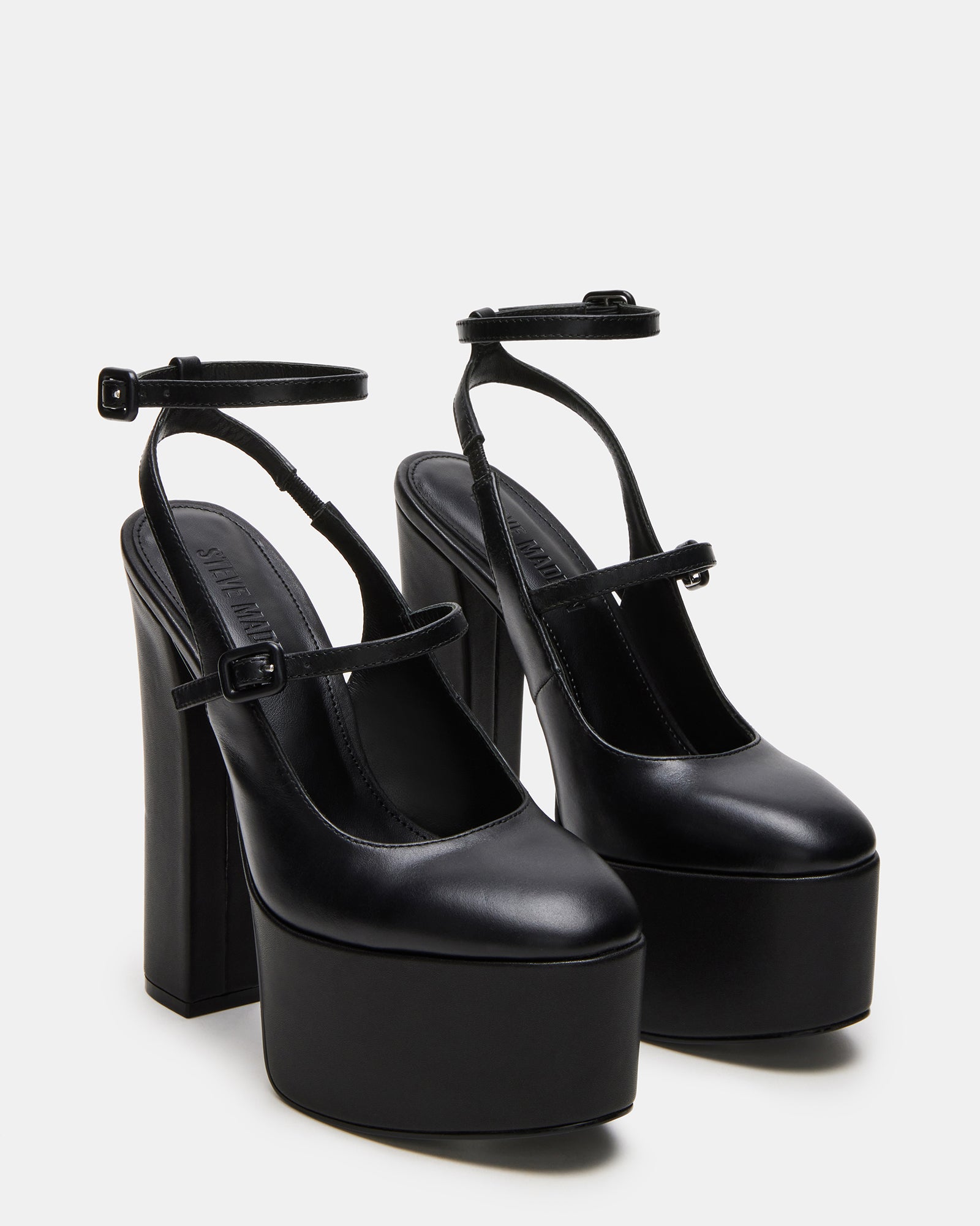 Front shot of strappy heel sandals with stiletto heel