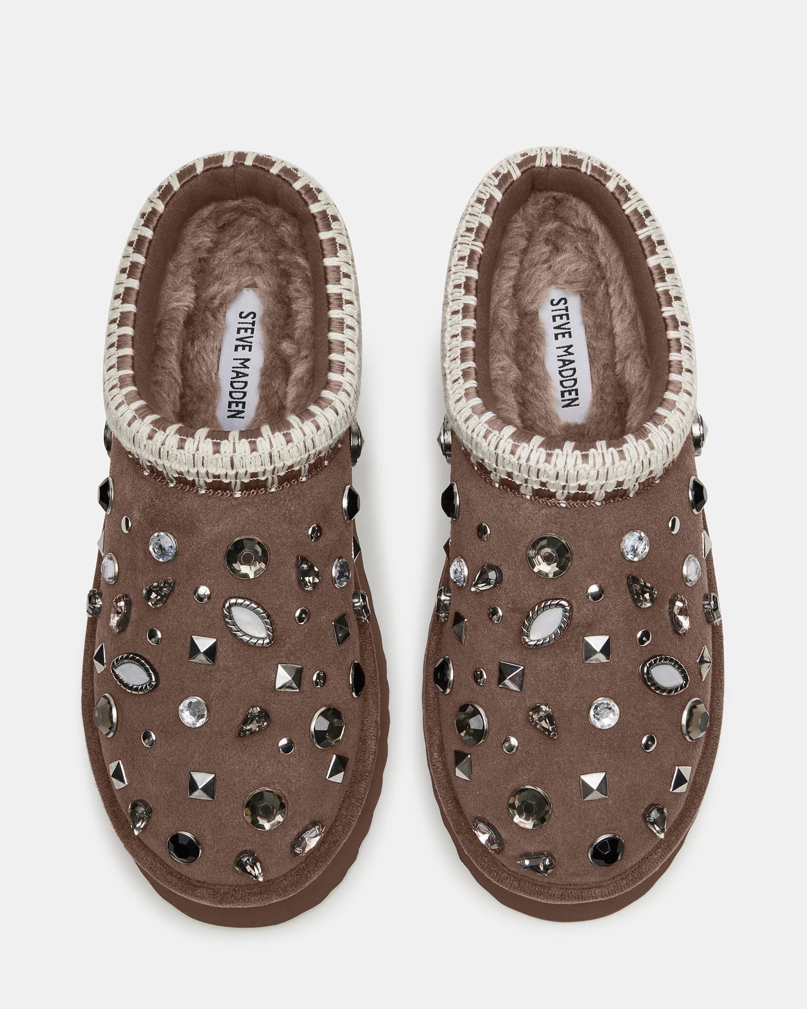 Side angle of brown suede slip on loafers with low-back design for relaxed wear