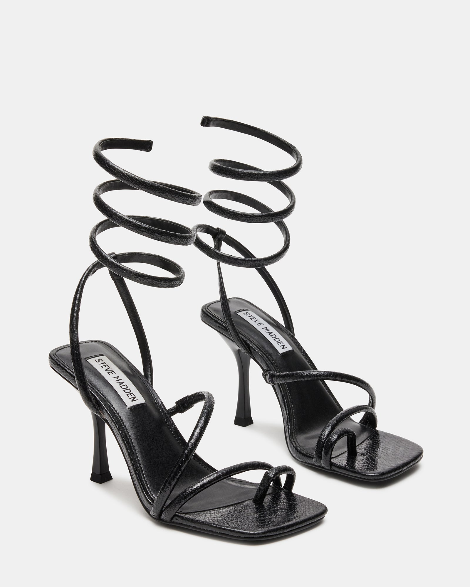 Side view of the Shantelle sandal highlighting the 3.75-inch heel and strap details