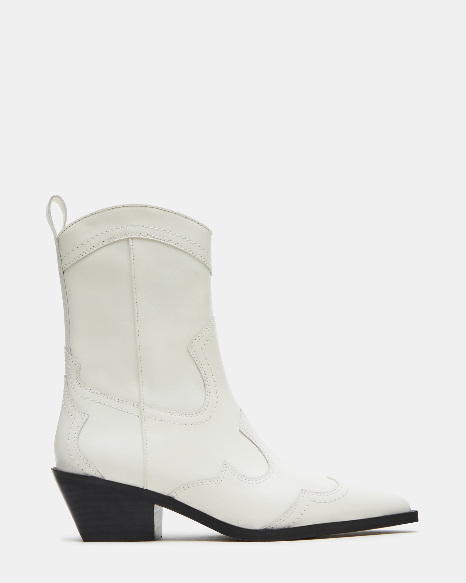 White leather western booties with pointed toe and stylish design