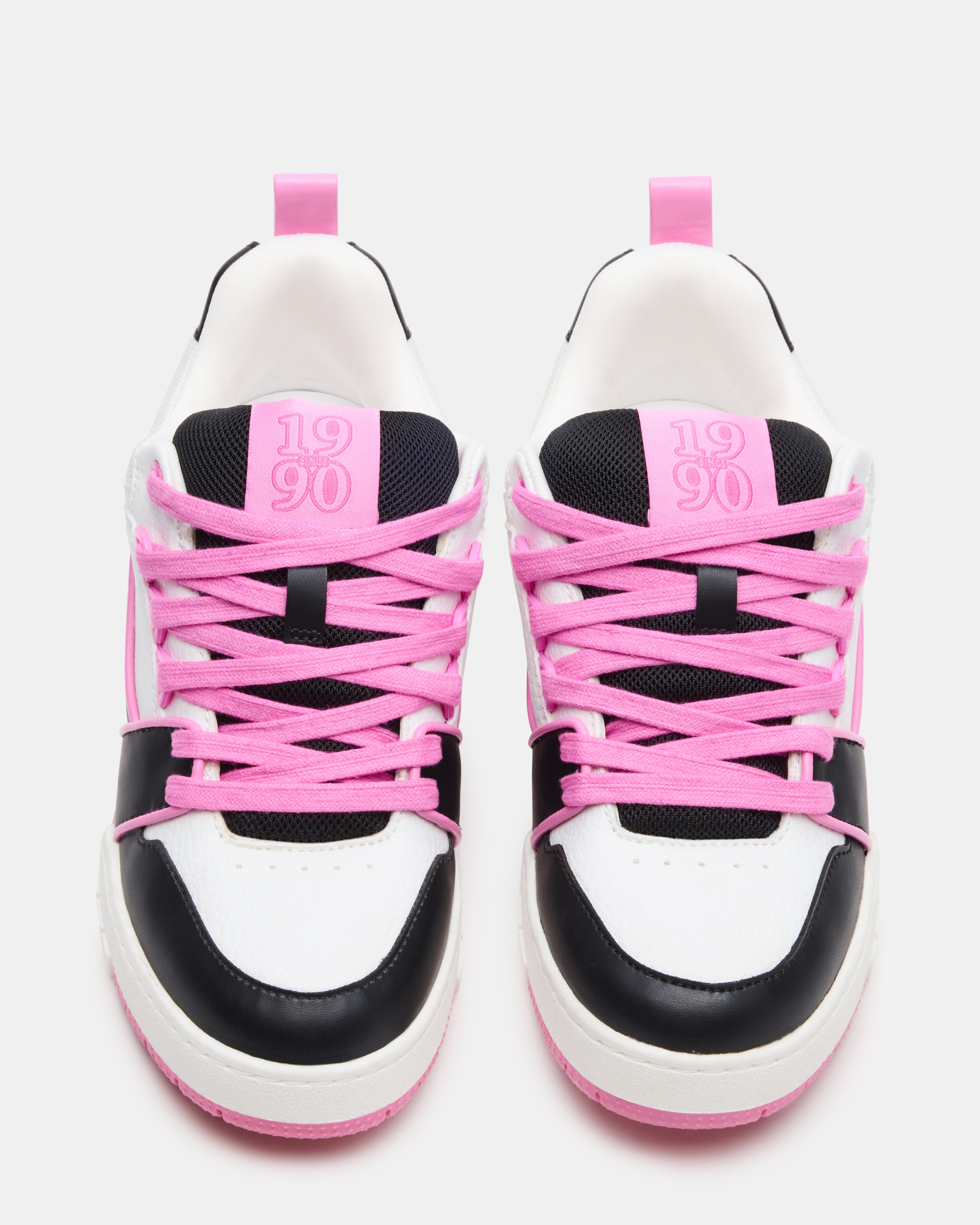 Close-up of the lace-up closure and textured upper material