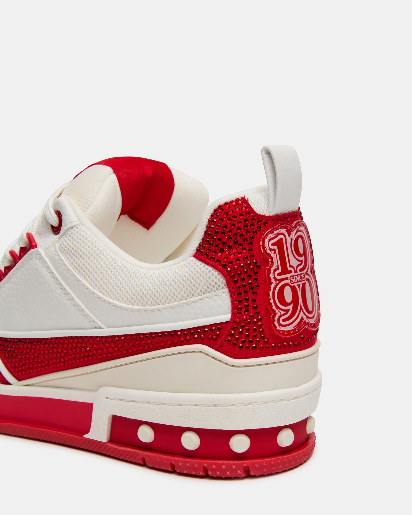 Close-up of the rhinestone embellishments on the skate sneakers