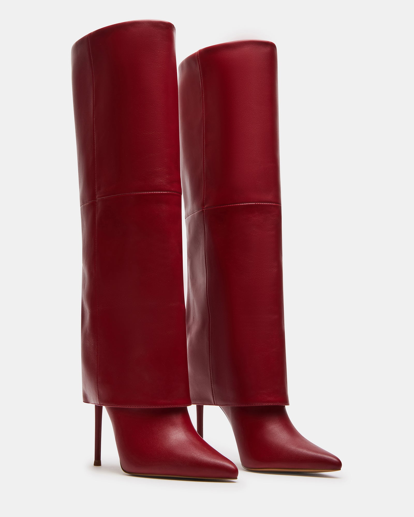 Close-up of black leather boots showcasing heel detail and silhouette