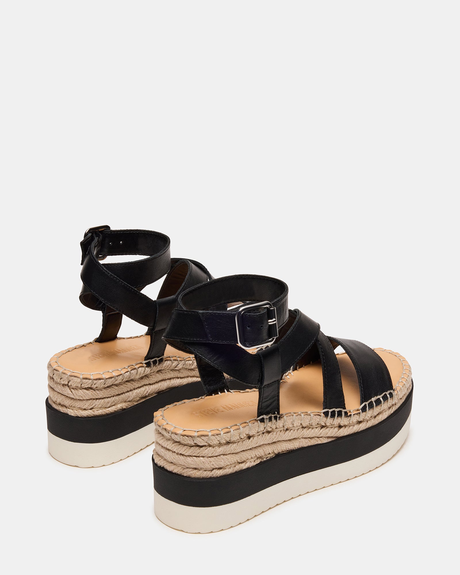 Close-up of the crisscross design on SOREN womens espadrille sandals.