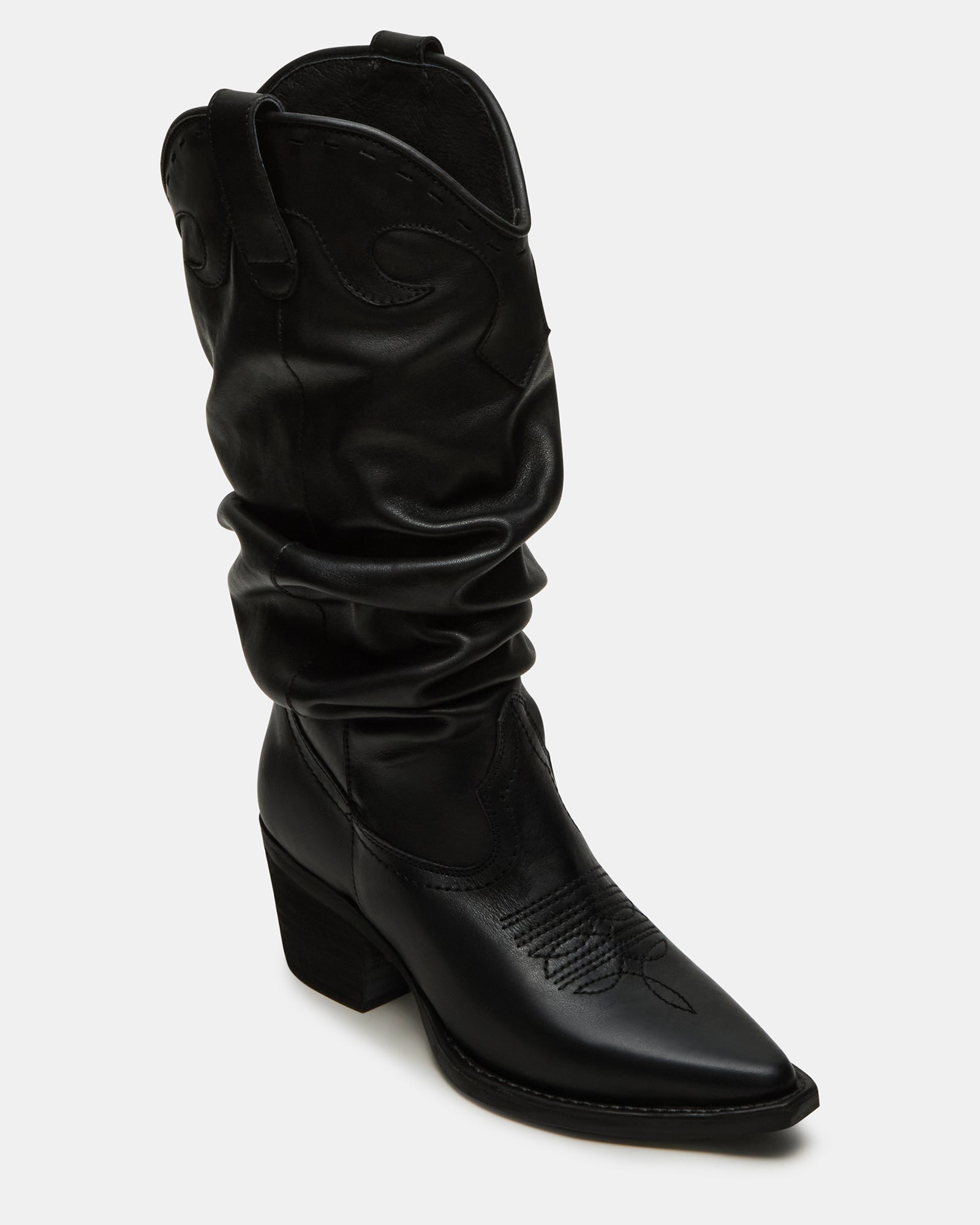 Side profile showcasing the scrunched design of these Western-style boots