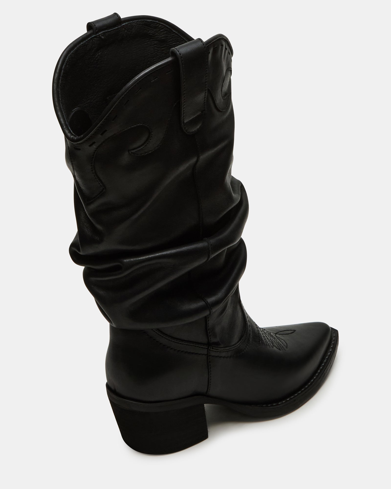 Side profile showcasing the scrunched design of these Western-style boots