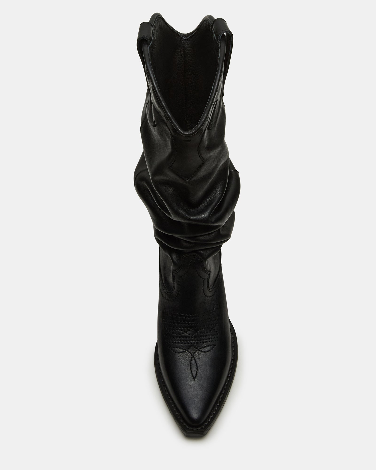 Close-up of the sleek pointed toe and leather texture
