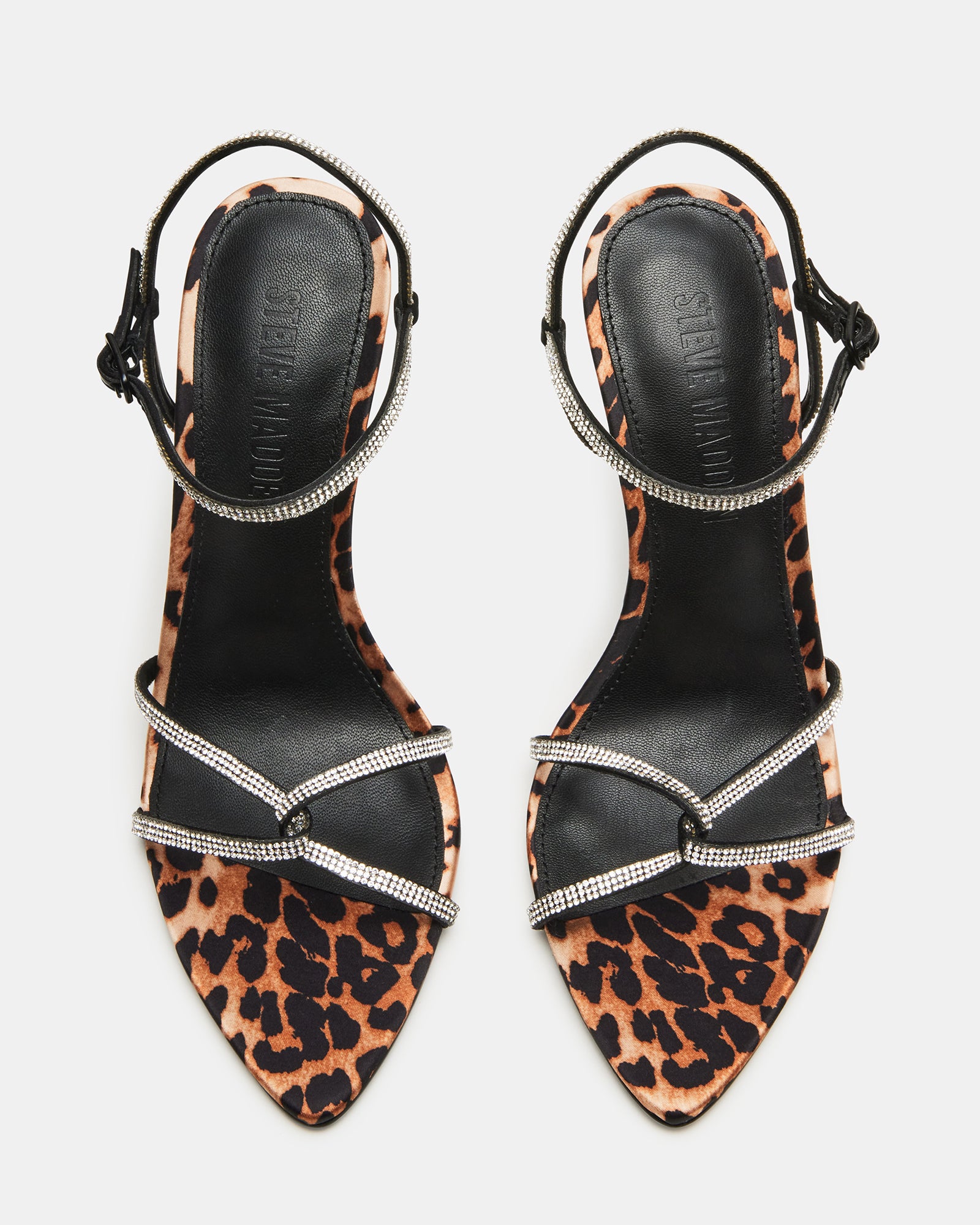 Front view of Stellina strappy stiletto heels showcasing their elegant design.