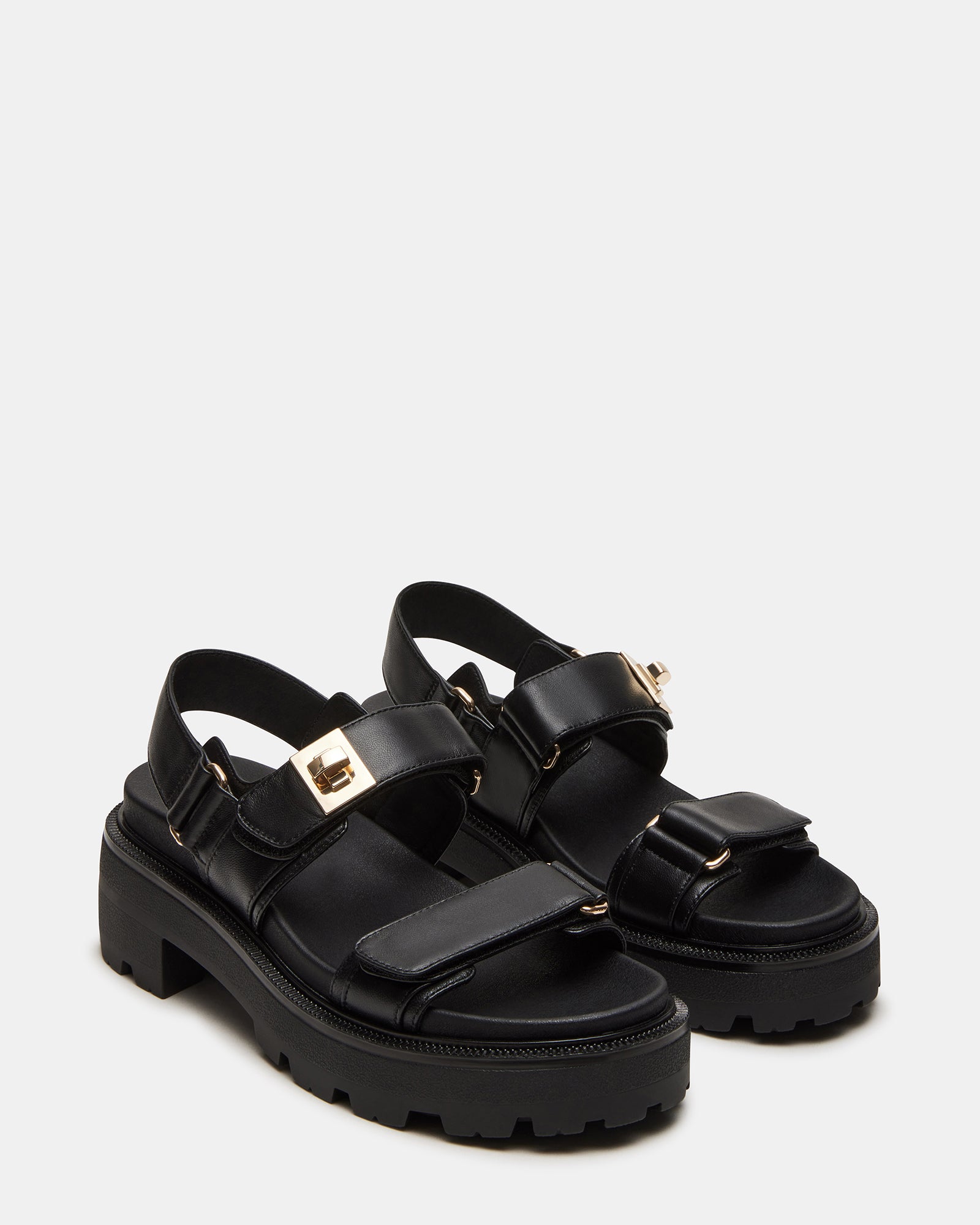 Close-up of the leather upper and heel of the SuperMona sandals for women
