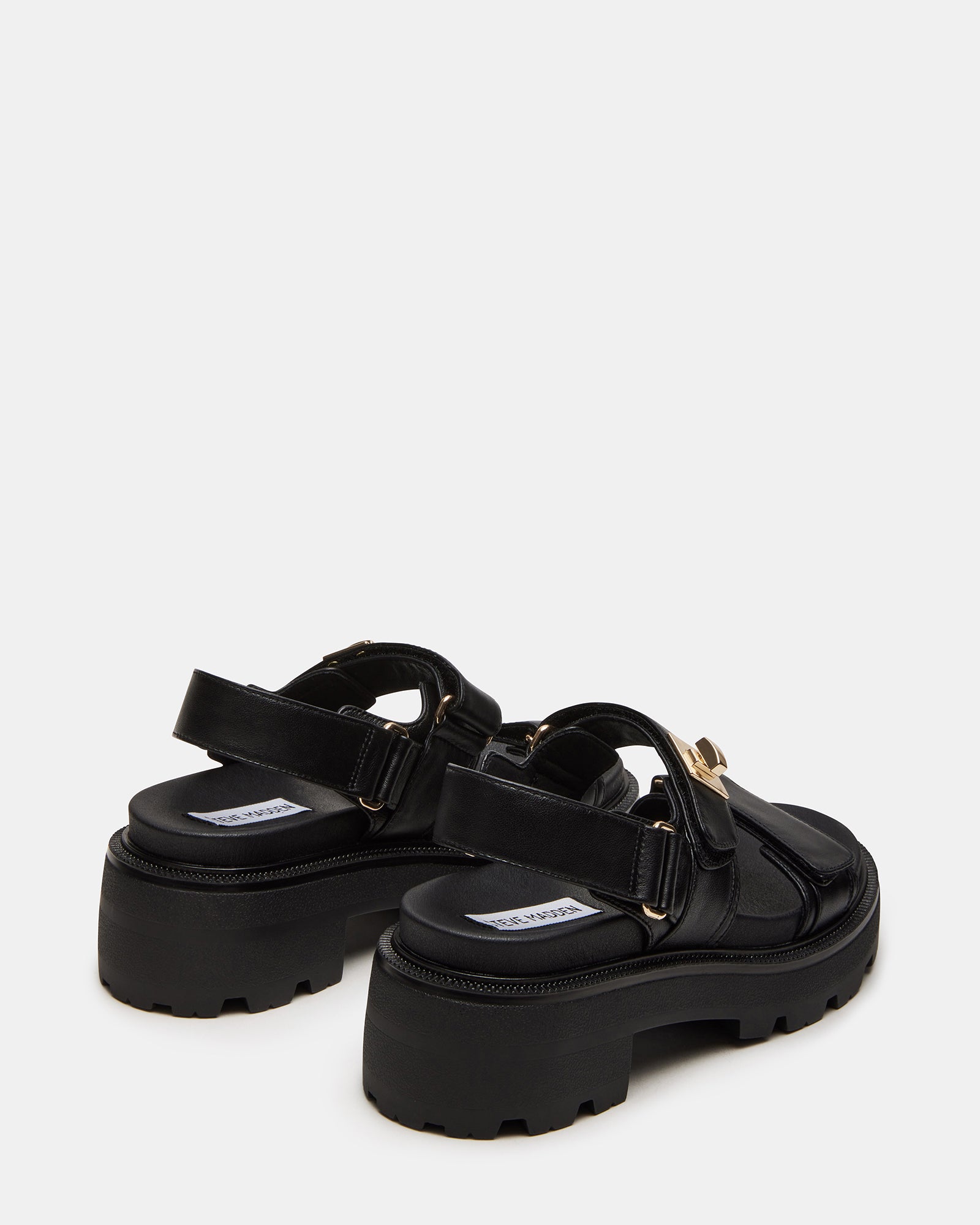 Close-up of the leather upper and heel of the SuperMona sandals for women