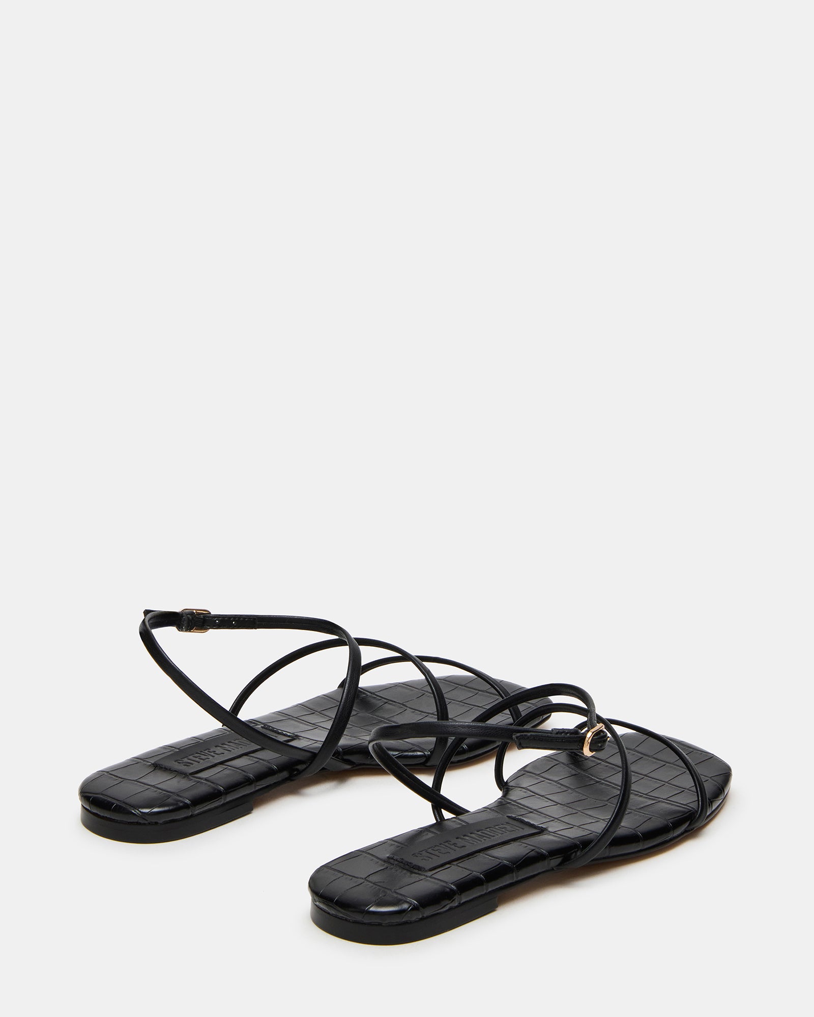 Close-up of black dress sandals womens with comfortable fit.