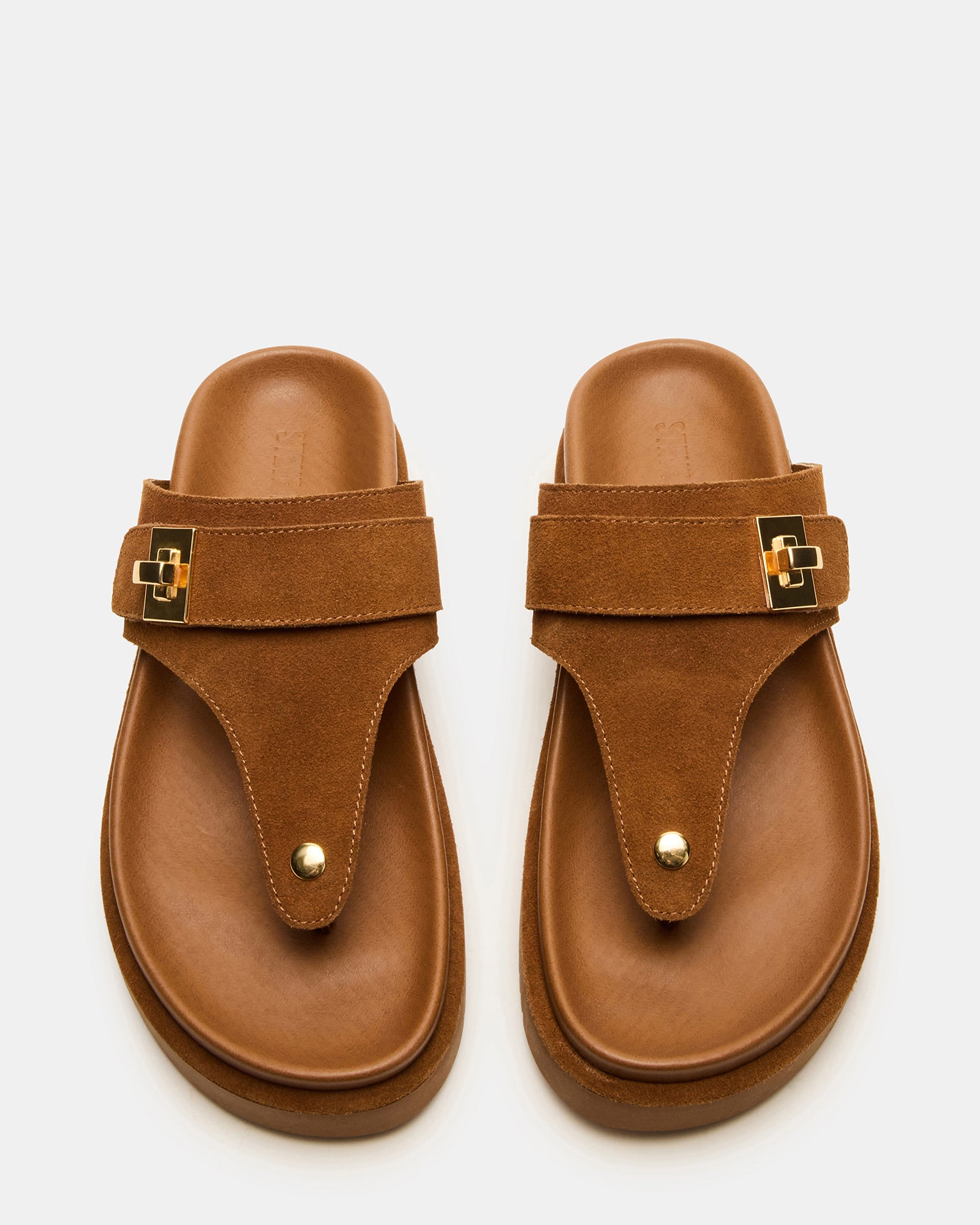 Close-up of the footbed on Thona black platform sandals