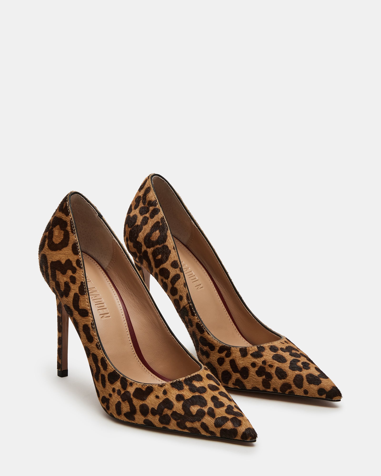 Side view of high heel shoes leopard print pattern with elegant heel height