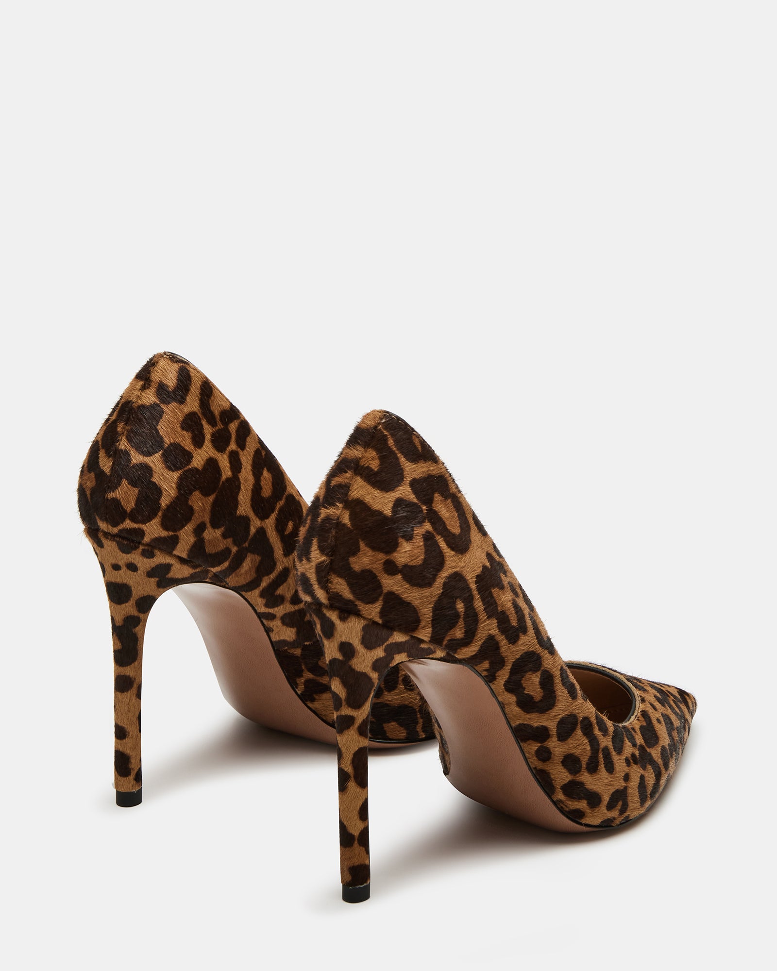 Side view of high heel shoes leopard print pattern with elegant heel height