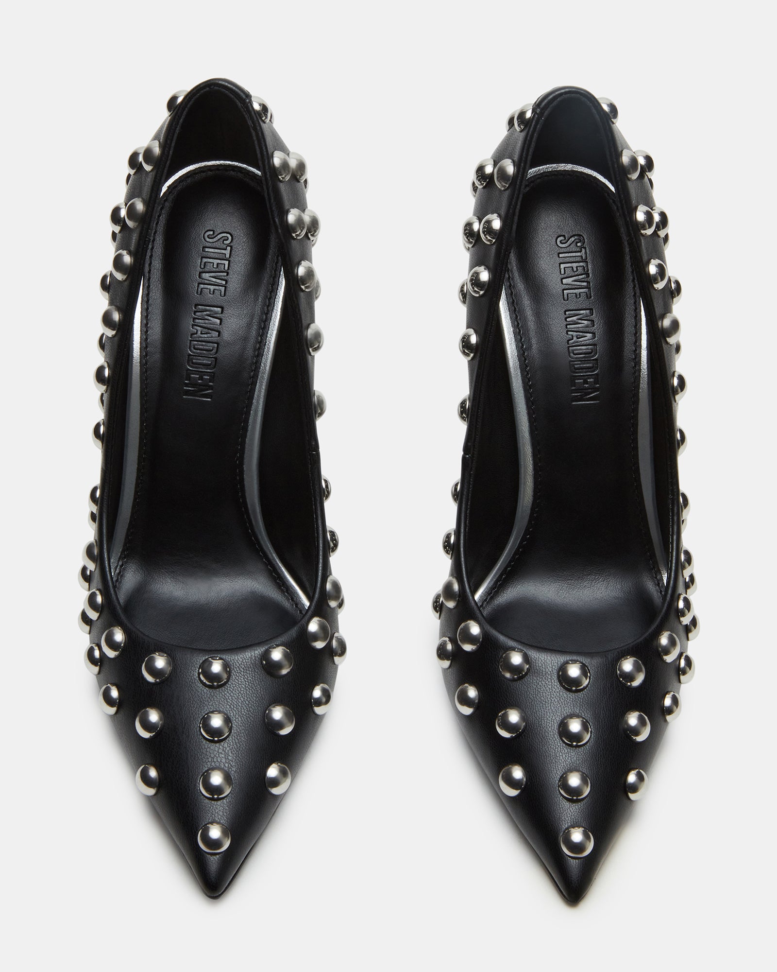 Close-up of the vegan leather upper and pointed toe design