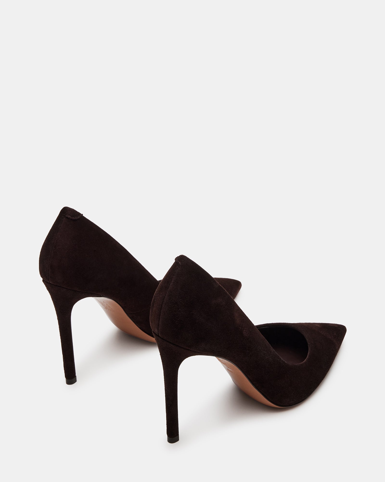 Close-up of the luxurious suede material on Thrive pumps.