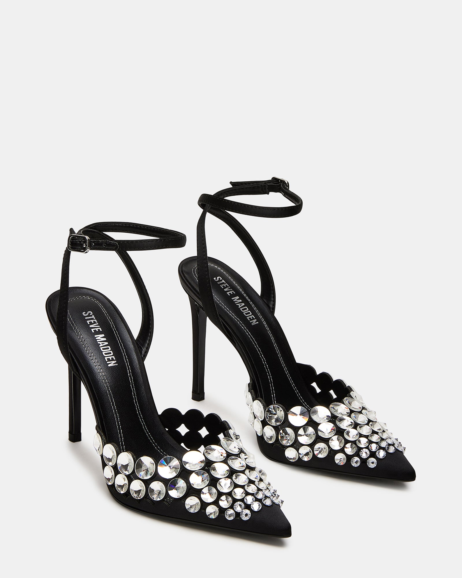 Top-down angle showing sleek design of black platform high heels