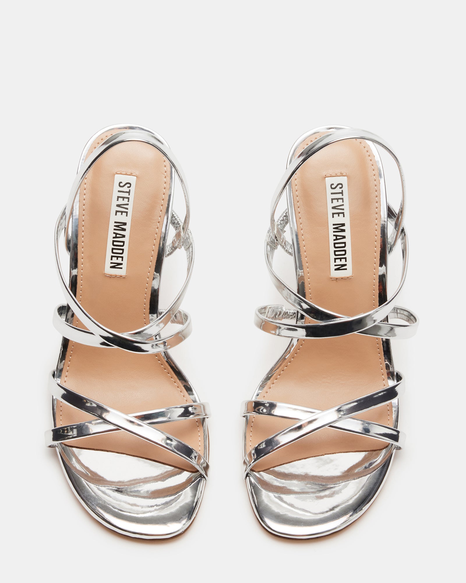 Tylah high heels in silver worn with a beautiful evening dress.
