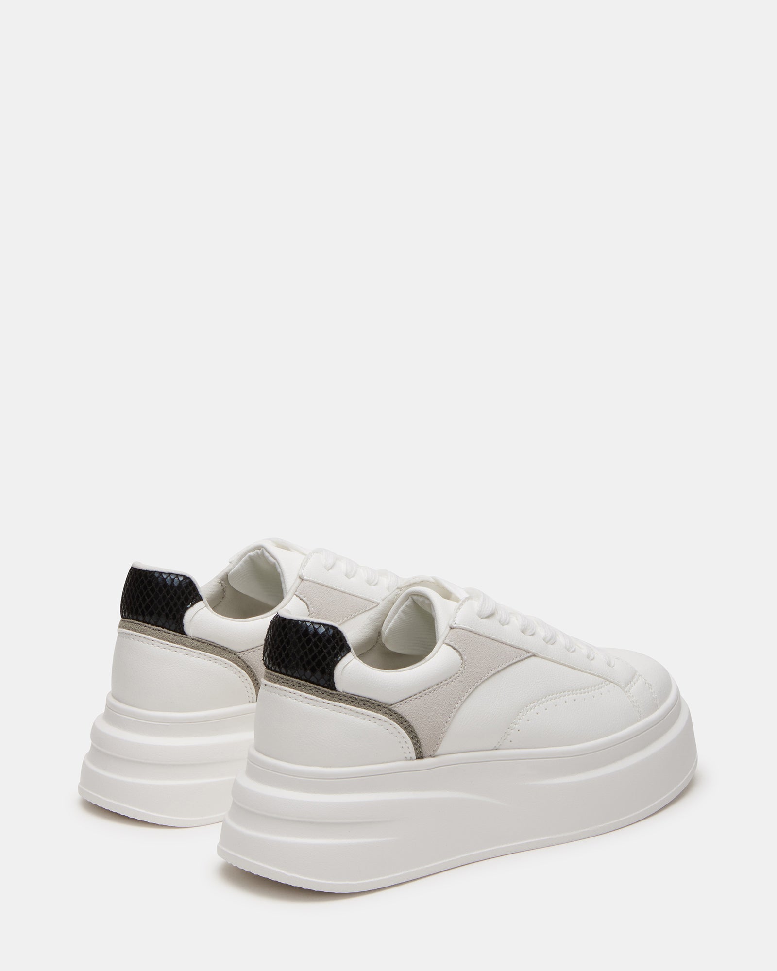 Close-up of the lace-up design and vegan leather texture