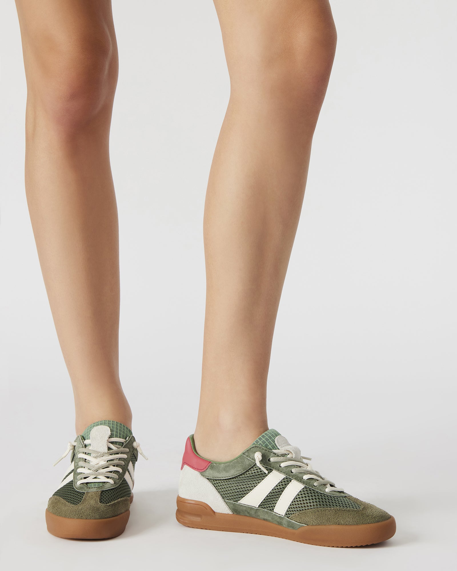 Top view showcasing lace-up design of Verdict Green sneakers.