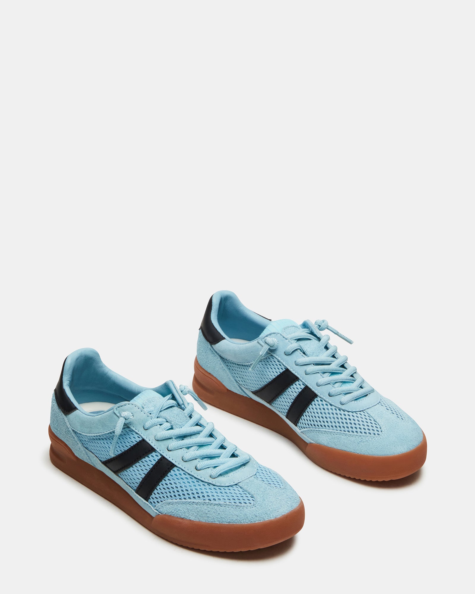 Close-up of the lace-up closure on Bottega Sneakers Verdict Light Blue
