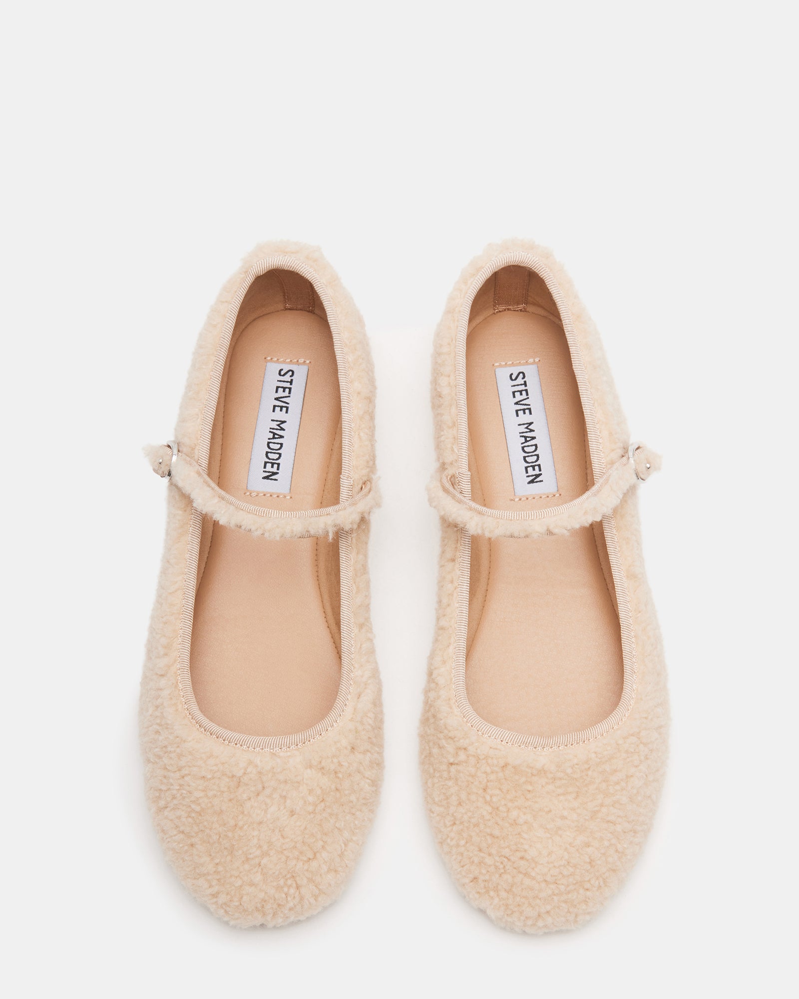 Close-up of soft faux shearling texture on the Vinetta shoes