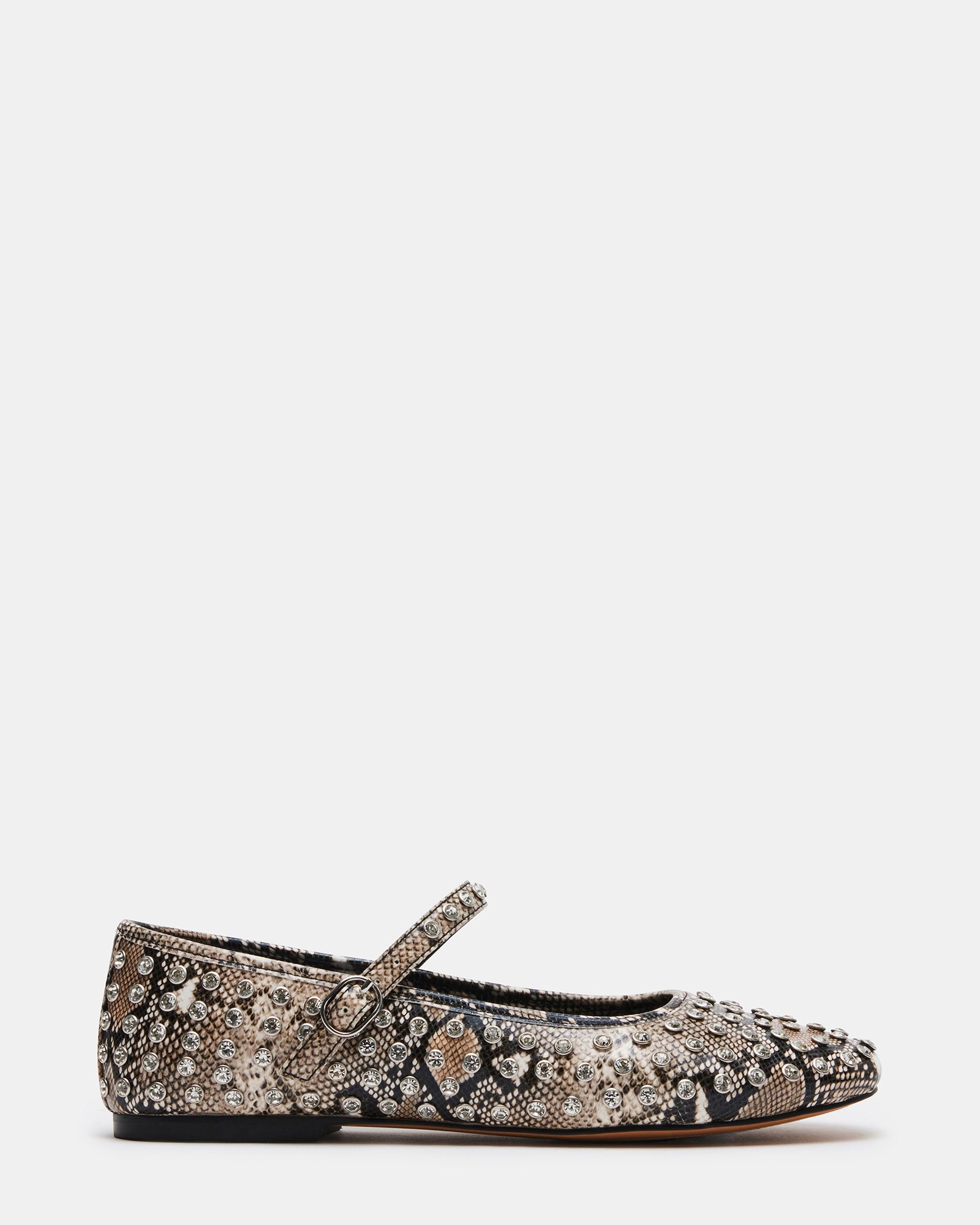 Vinetta red Mary Jane shoes with rhinestone strap, side view