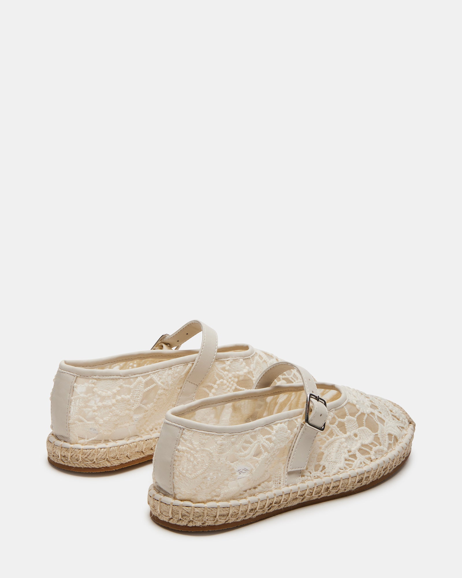 Front view of the VIVA flats with rounded toe and lace detailing