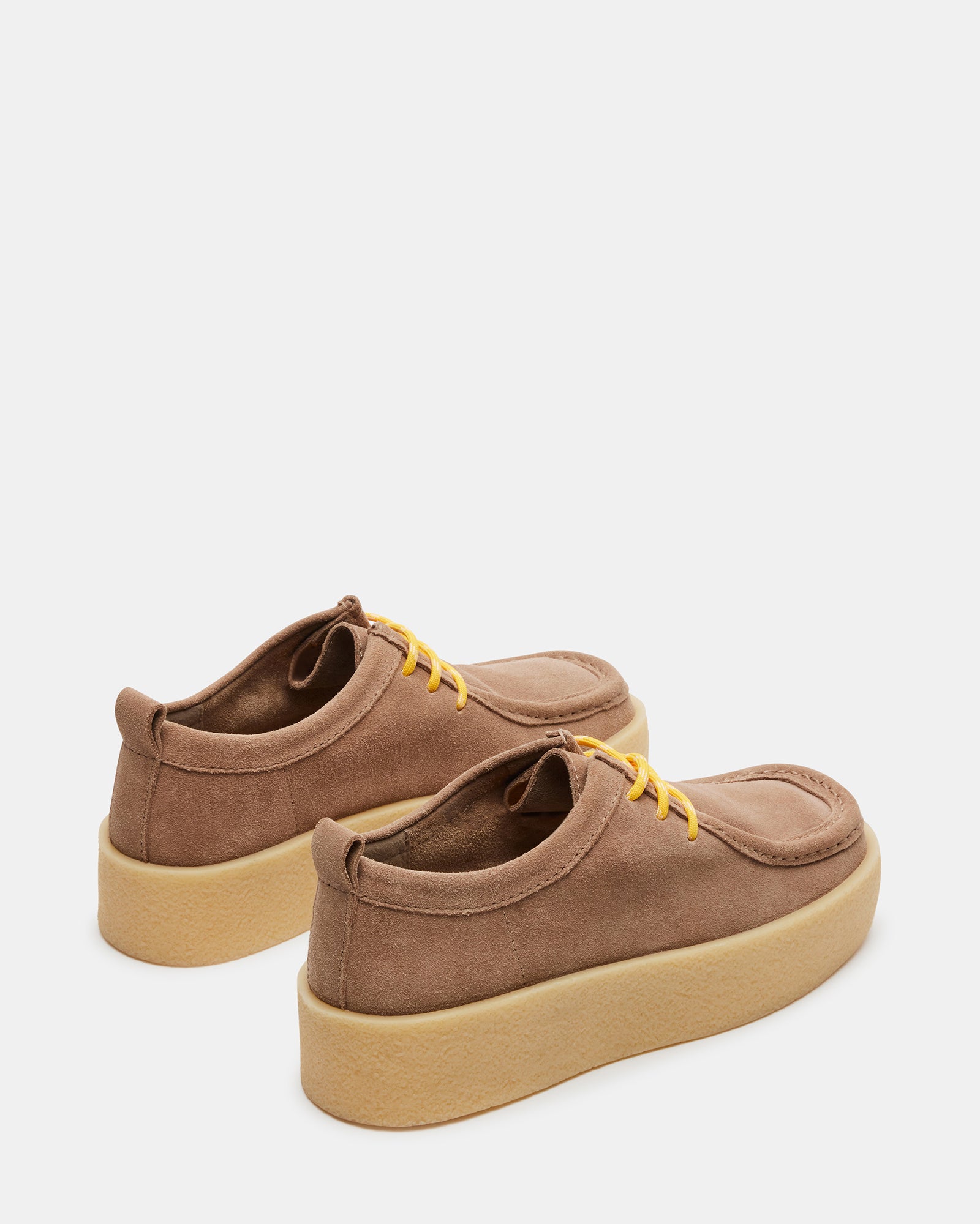 Fashionable wallabee-inspired loafers paired with casual wear