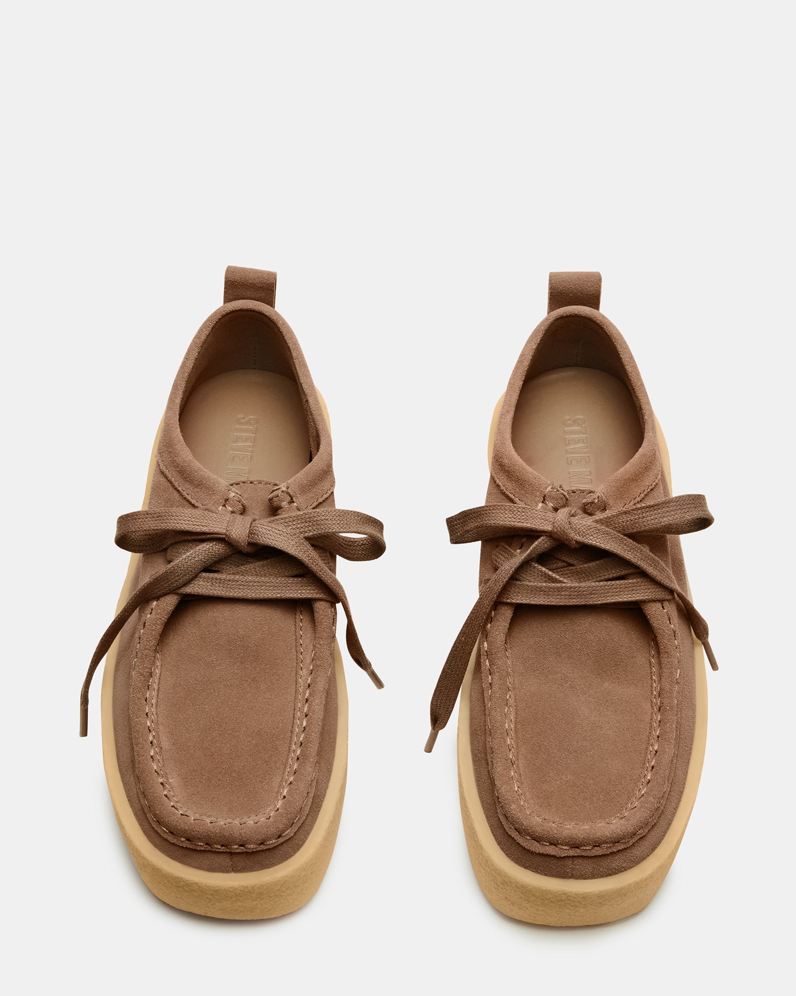 Fashionable wallabee-inspired loafers paired with casual wear