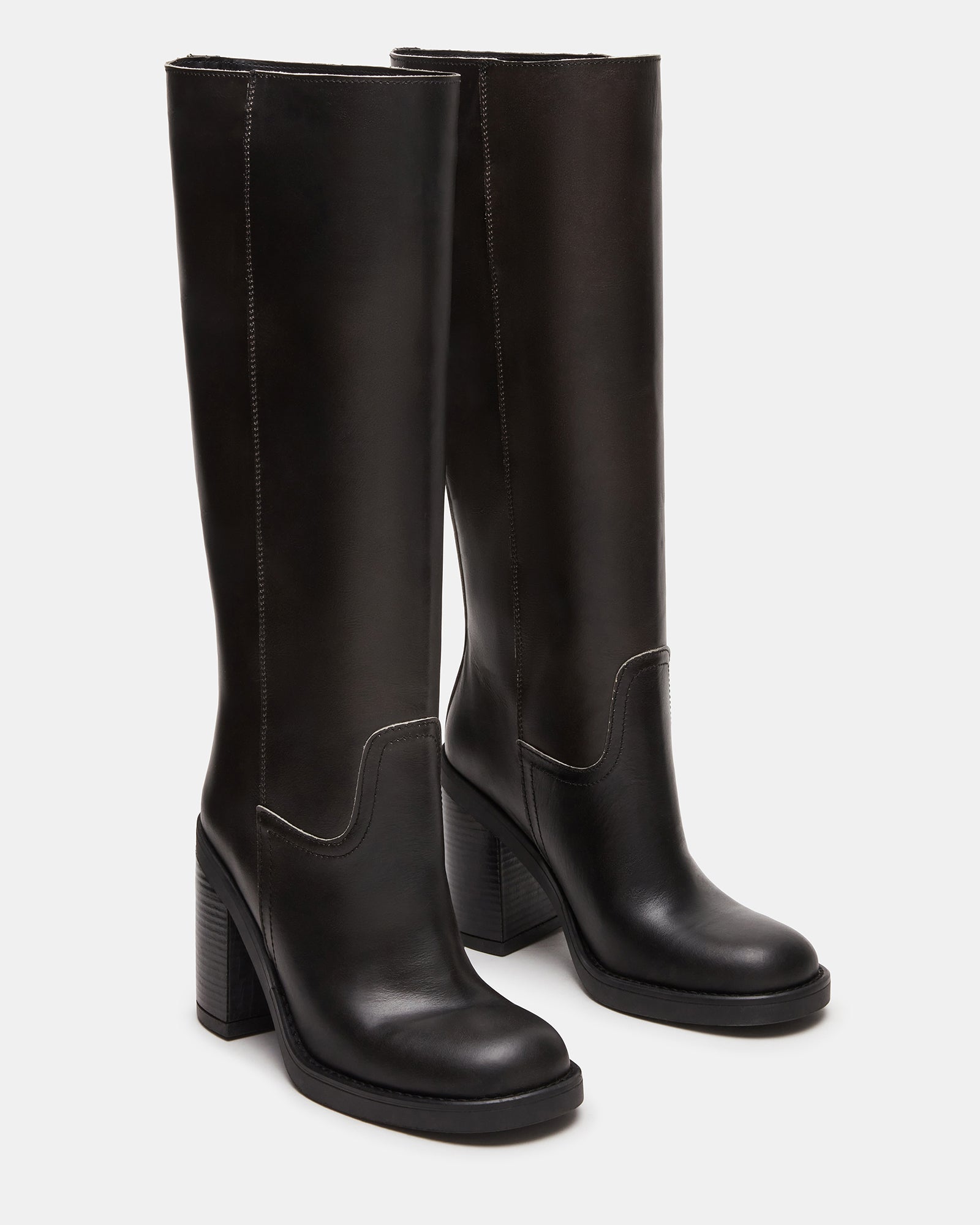 Close-up of the premium leather texture on these knee-high boots