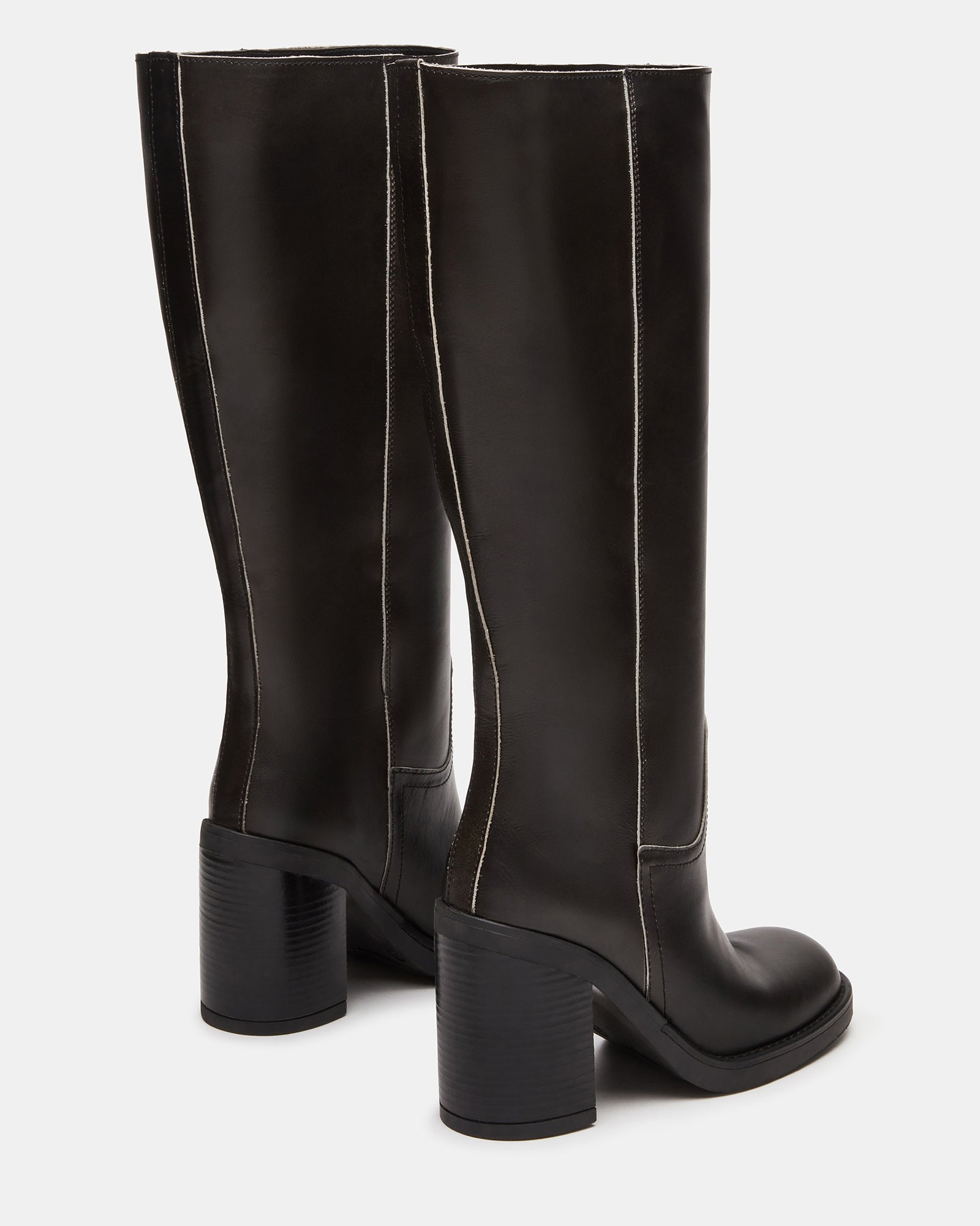 Close-up of the premium leather texture on these knee-high boots