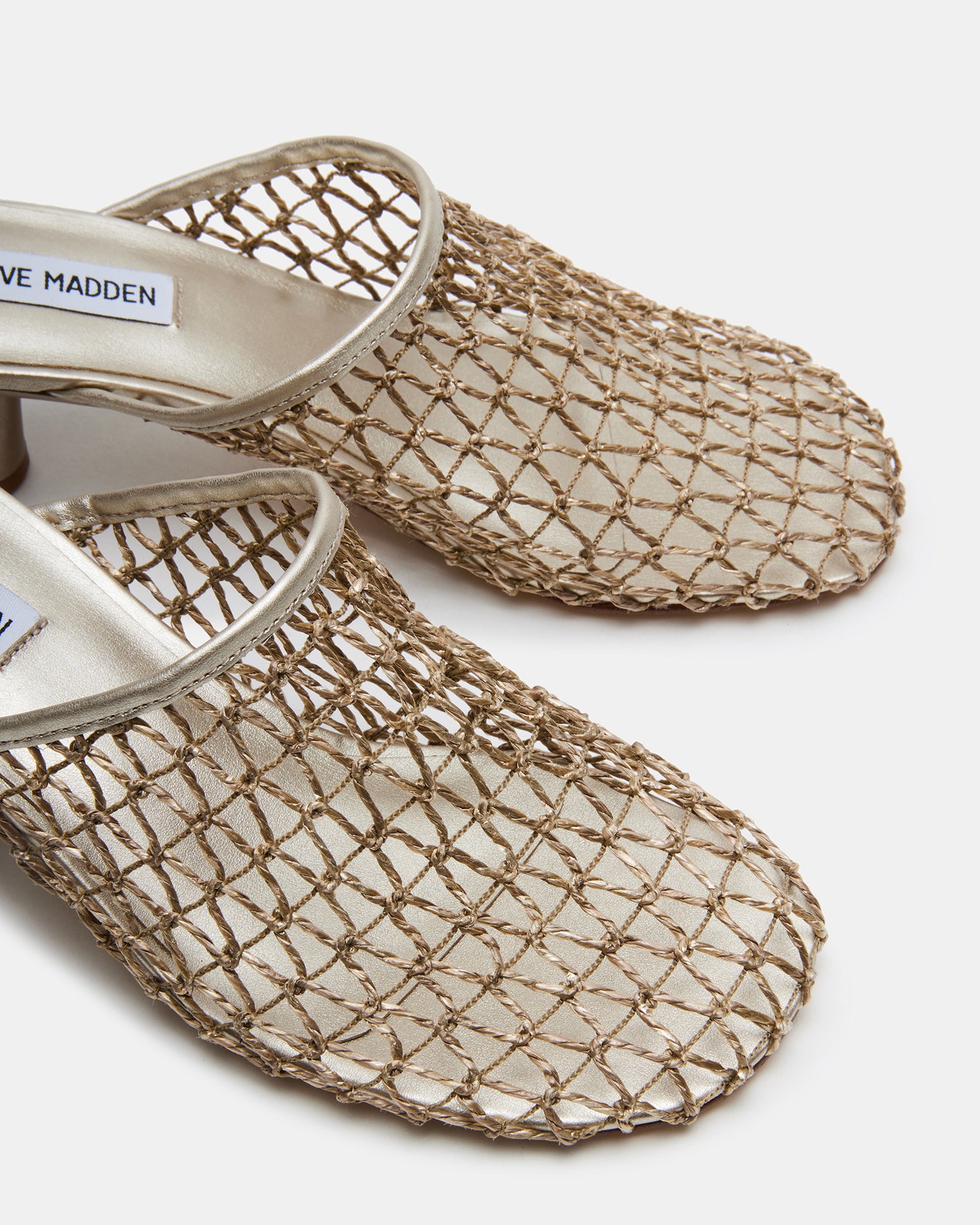 Close-up of bom dia flat comfort mule heel and rounded toe