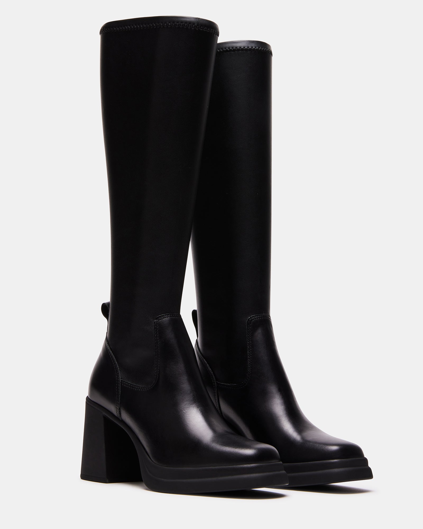 Side view showing the 3.25-inch block heel and platform sole design