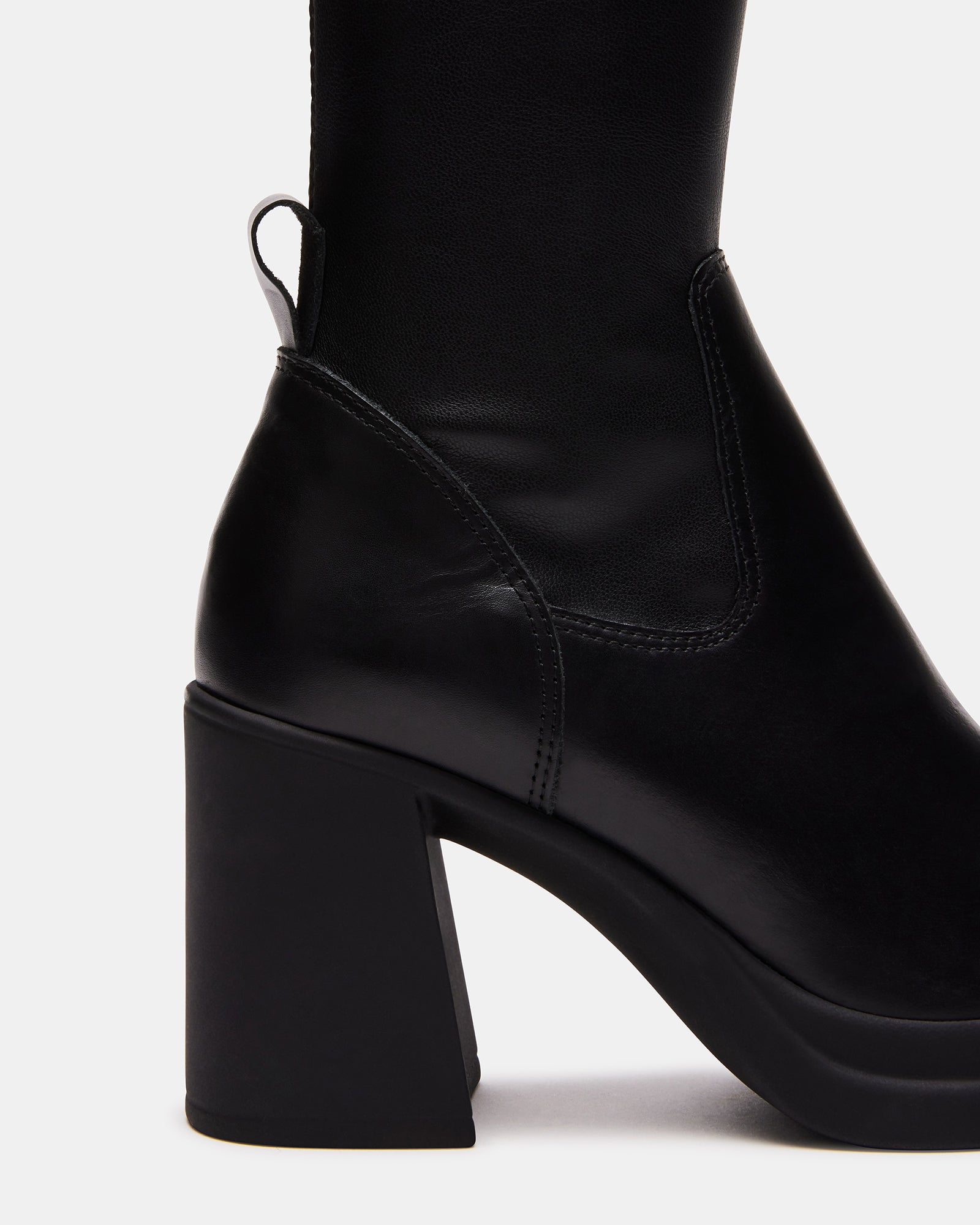 Side view showing the 3.25-inch block heel and platform sole design