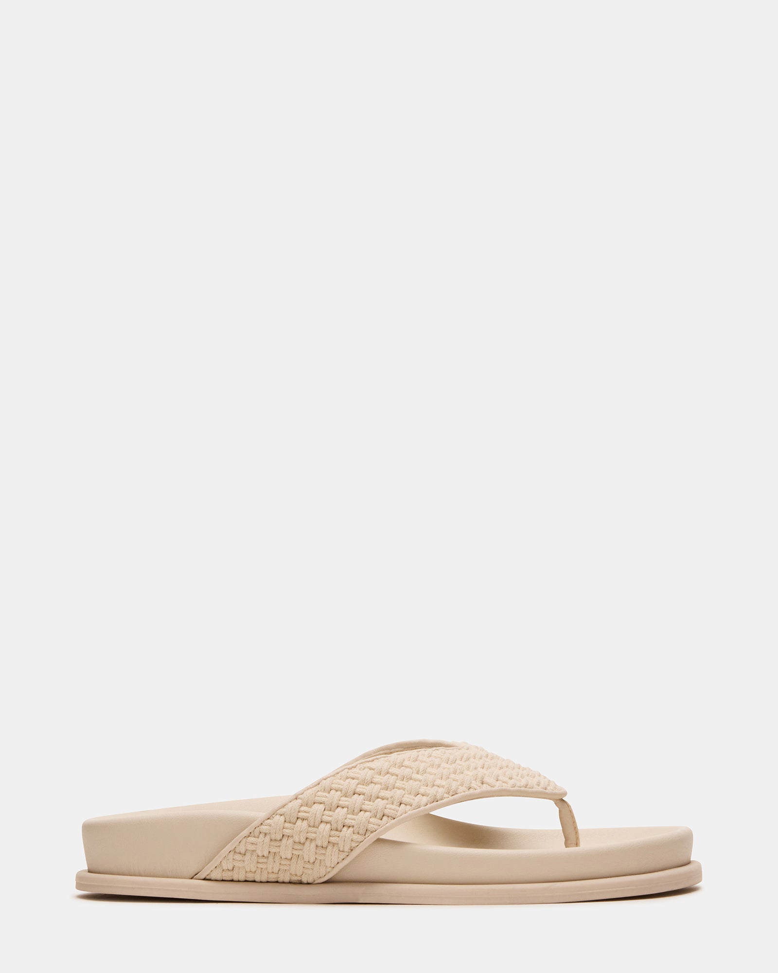 Close-up of Zinnia Bone Multi women's thong sandals showcasing the supportive footbed and stylish design