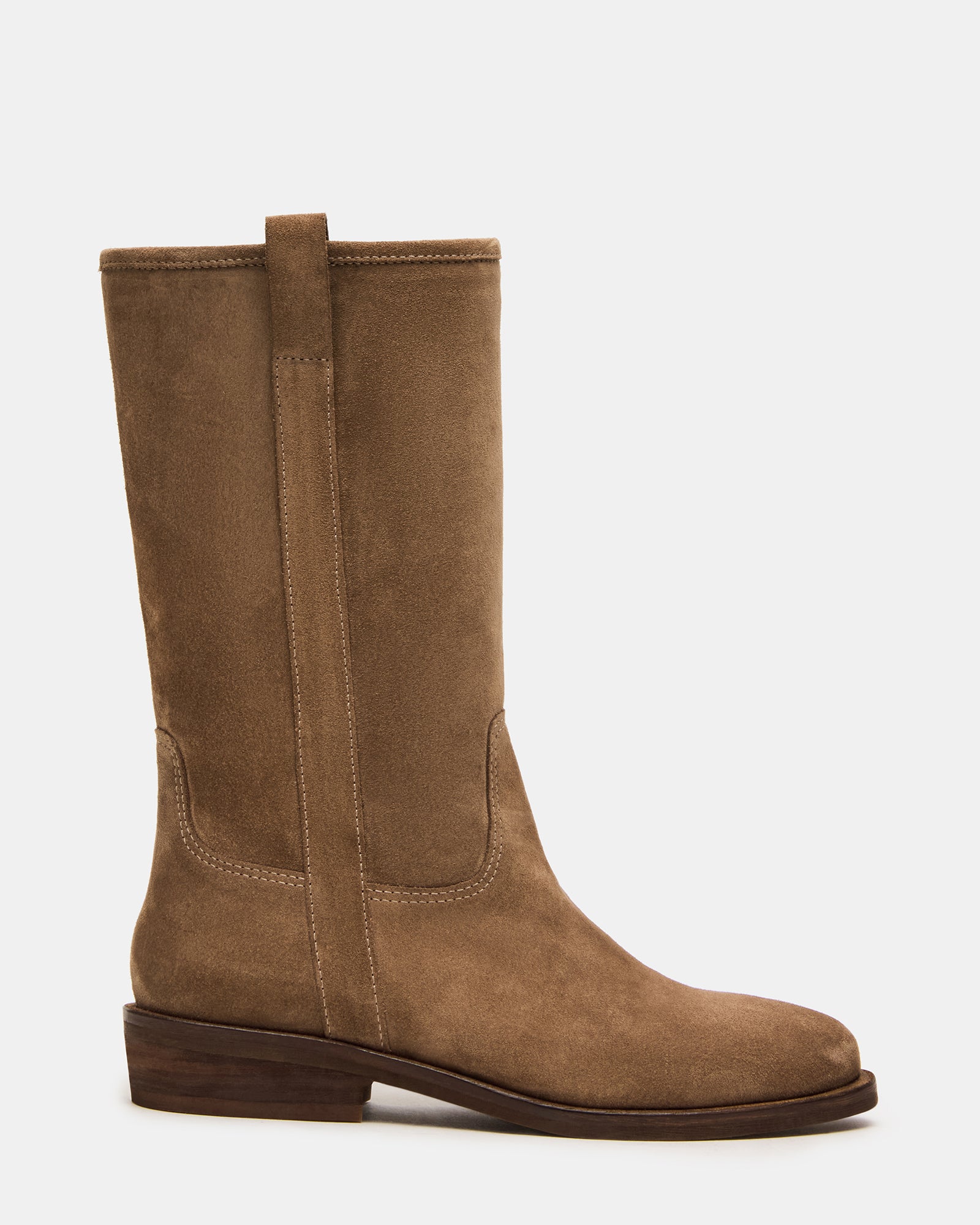 Close-up of Dunster chestnut suede boots showcasing textured upper
