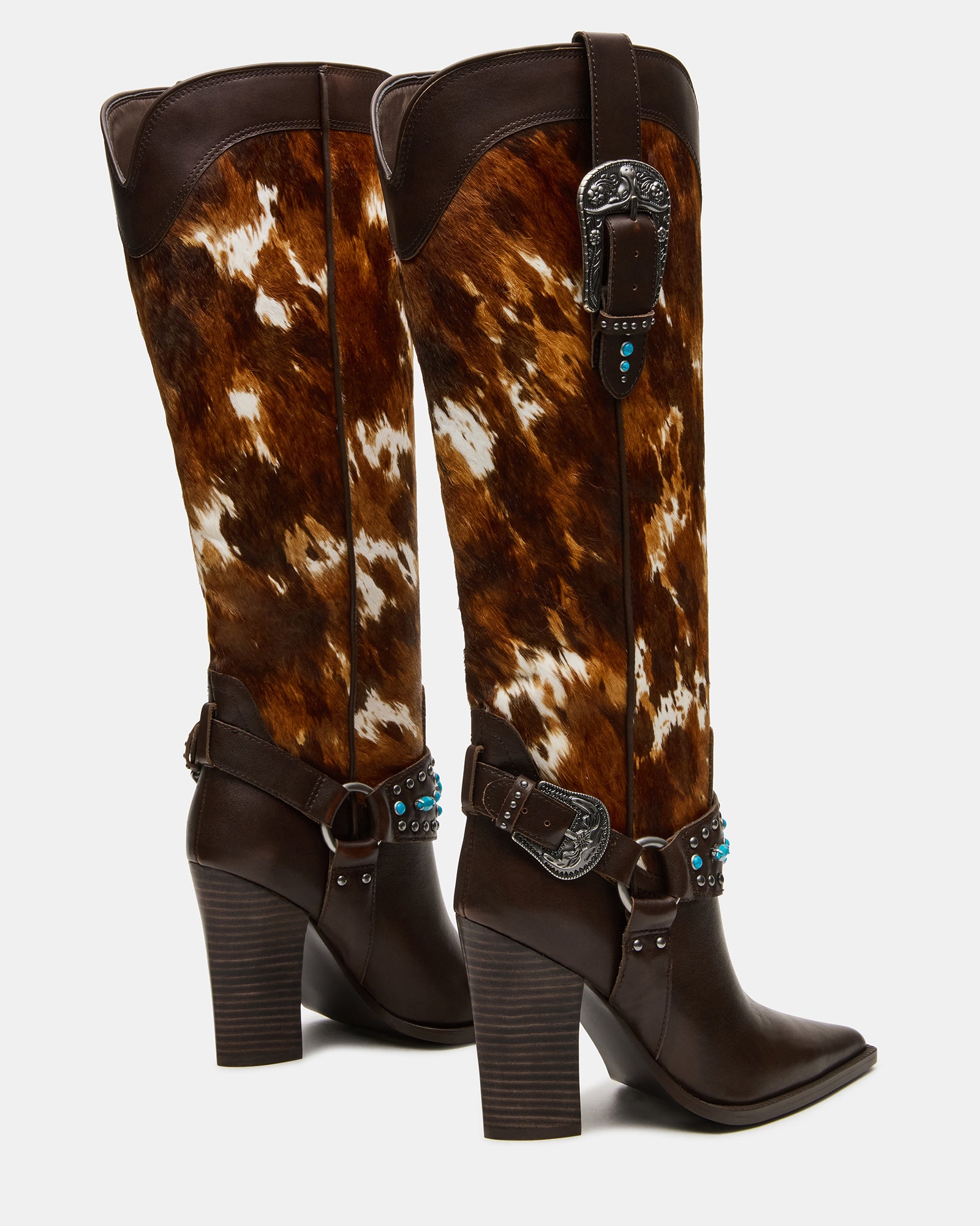 Front angle showing block heel on Western boots